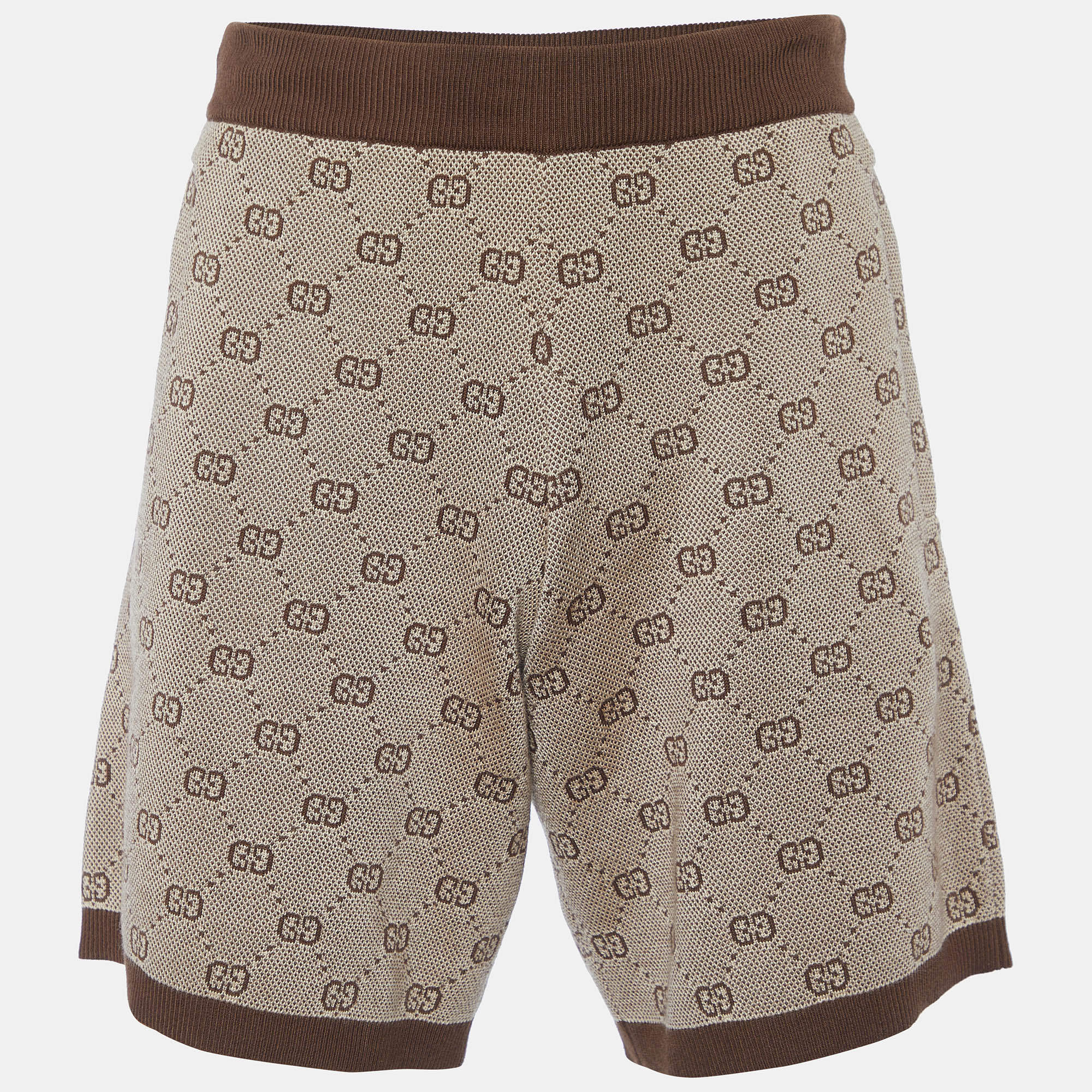 Gucci Brown GG Wool Knit Elasticized Waist Shorts XS