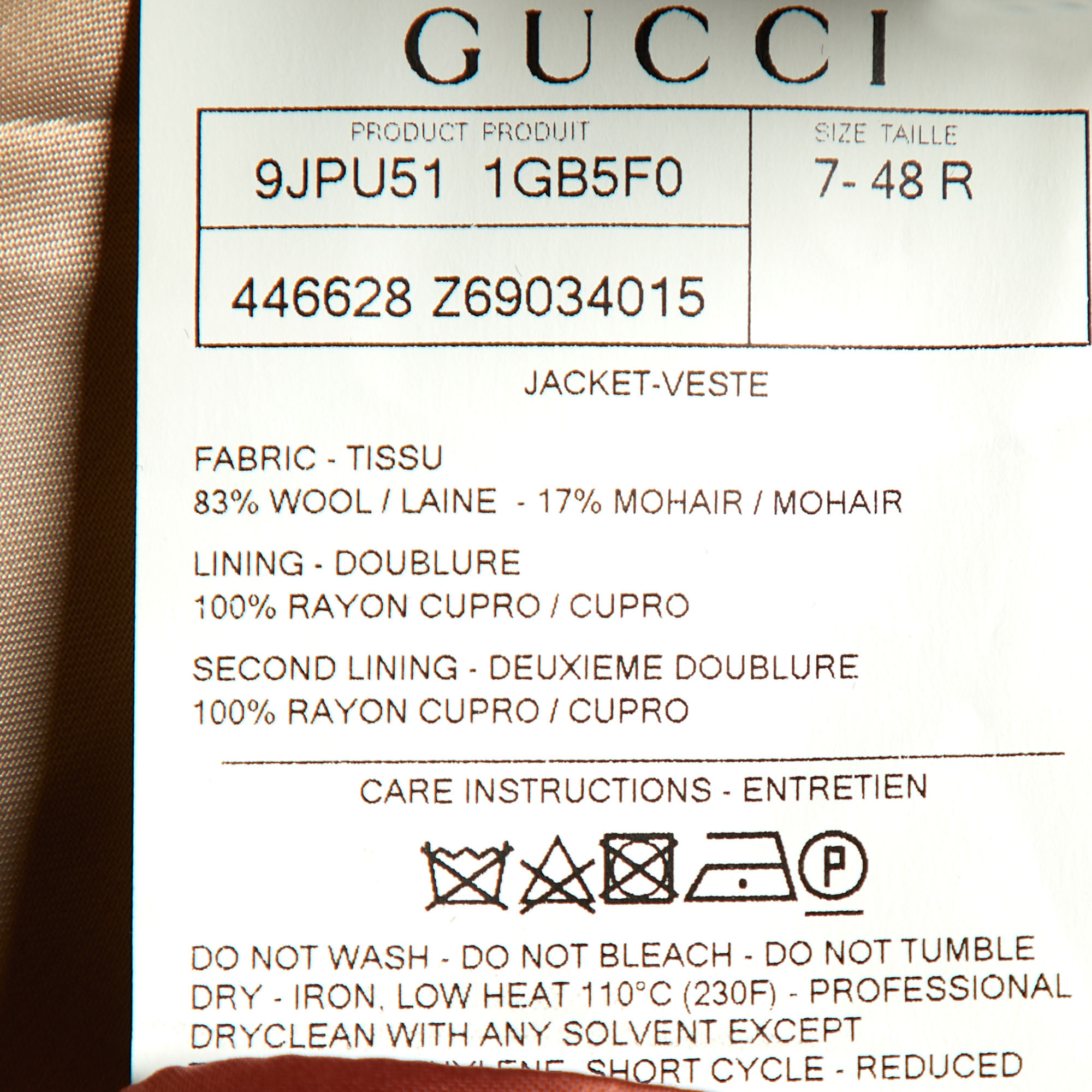 Gucci Midnight Blue Wool & Mohair Lapel Detail Blazer M