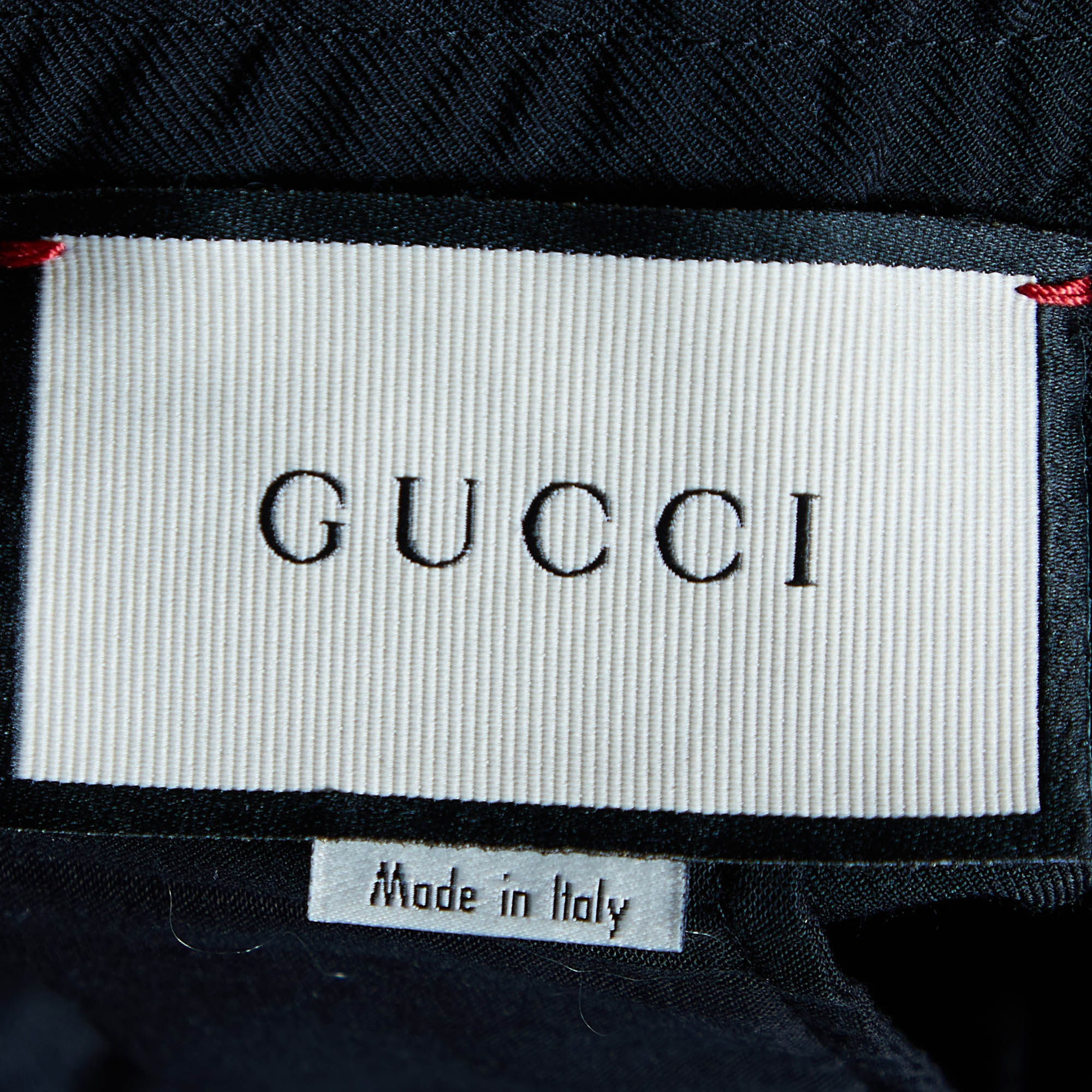 Gucci Black Wool & Mohair Web Striped Drawstring Pants XL