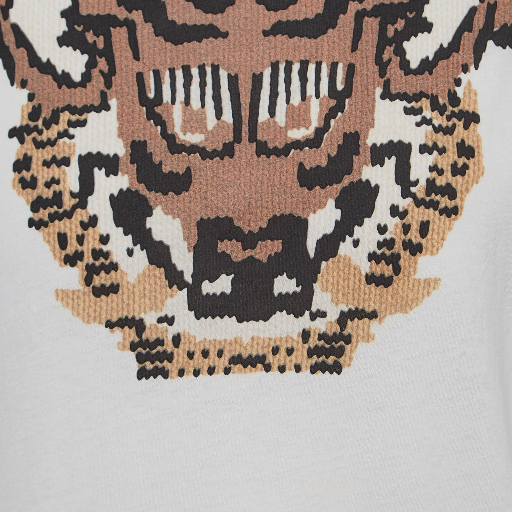Gucci White Tiger Print Cotton Crew Neck T-Shirt M
