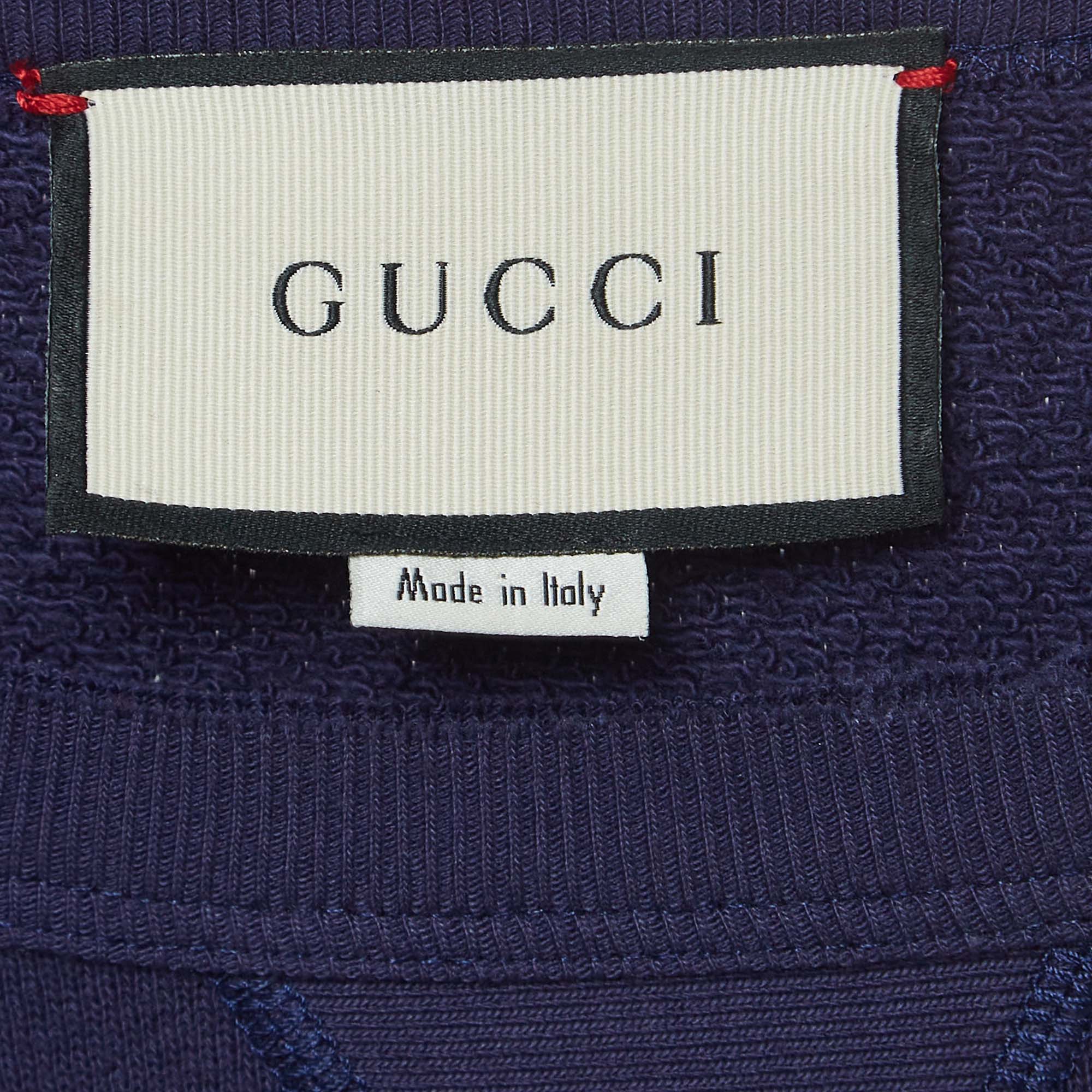 Gucci Blue Embroidered Cotton Crewneck Sweatshirt XS