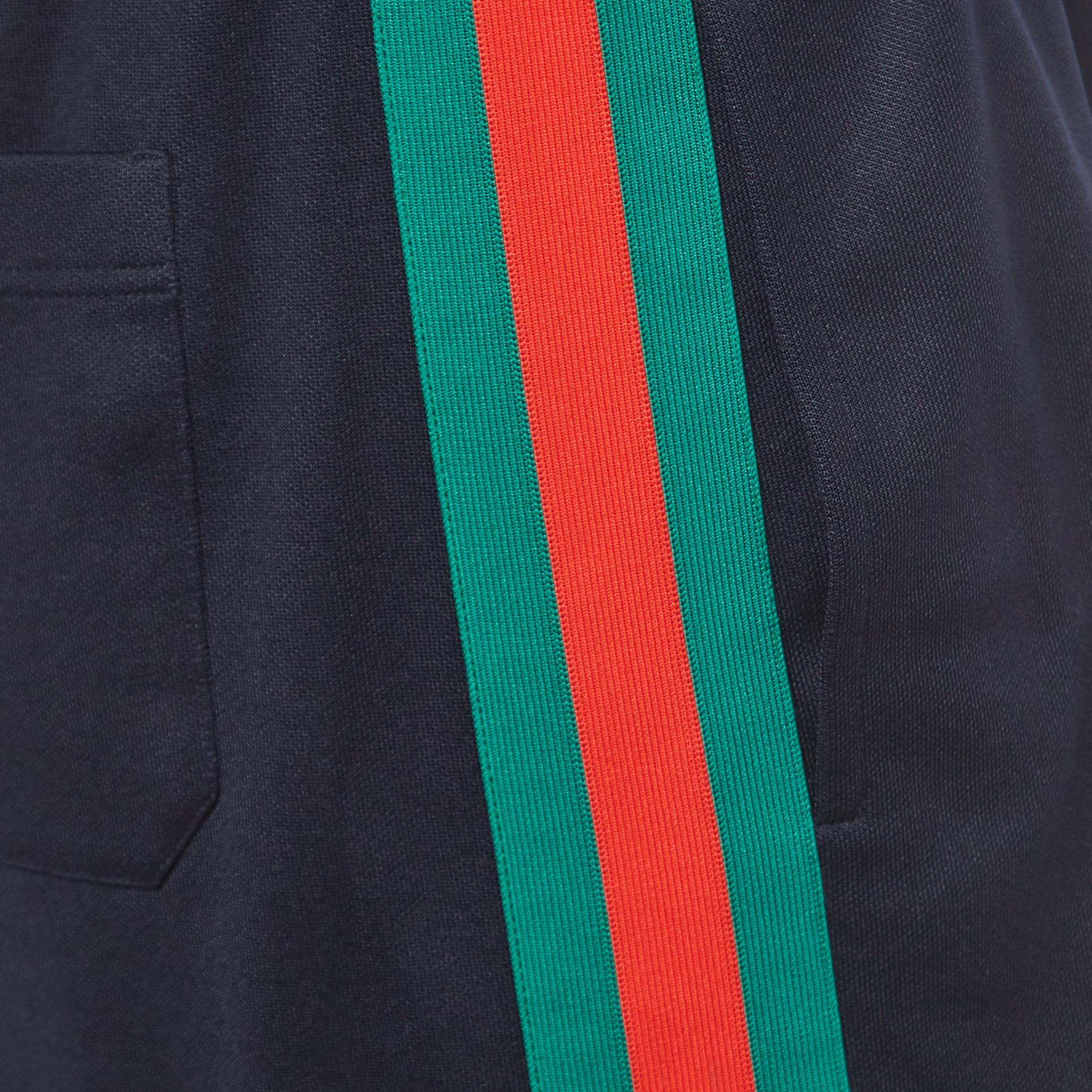 Gucci Navy Blue Side Stripe Technical Jersey Shorts S