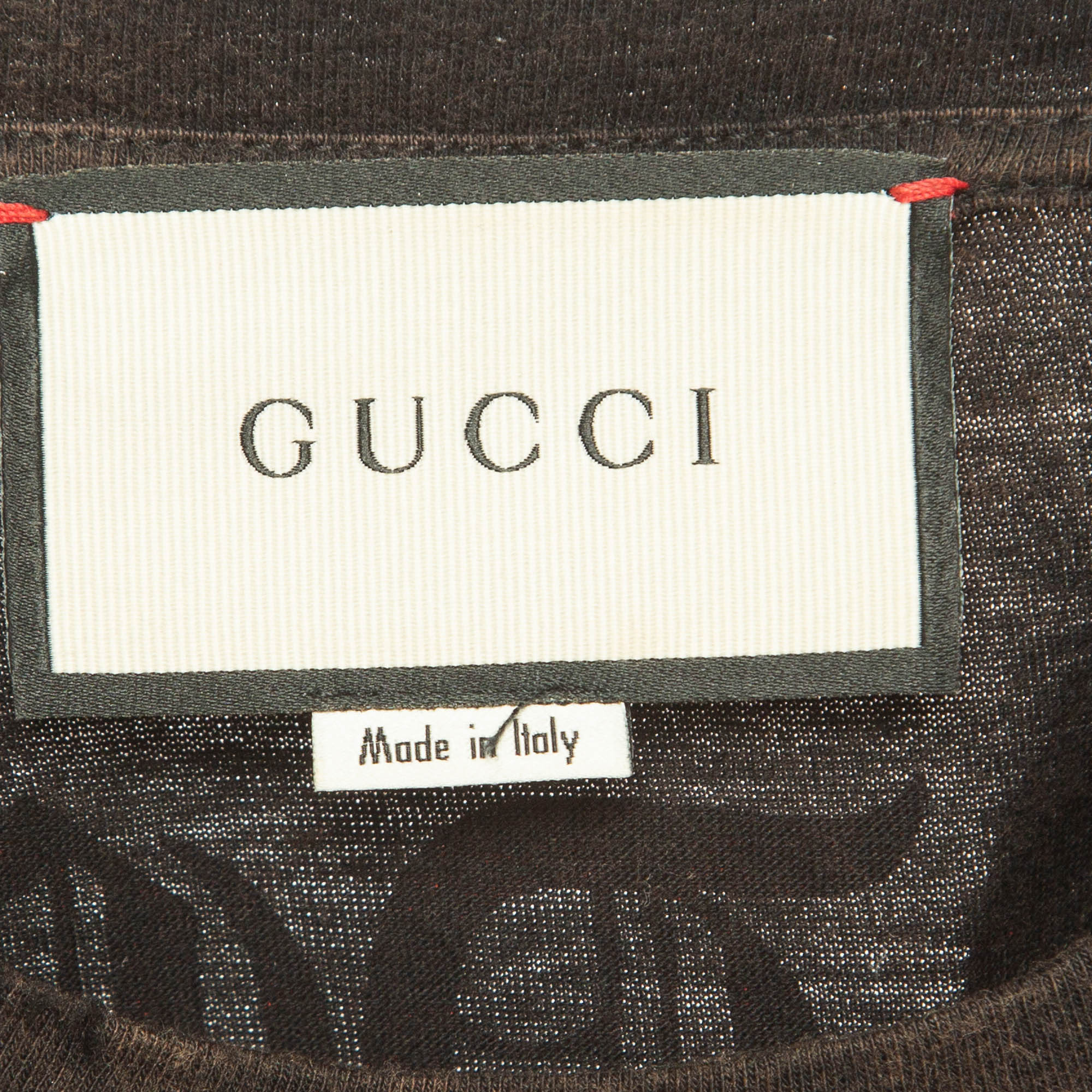 Gucci Brown Tiger Motif Applique Cotton Crew Neck T-Shirt XS