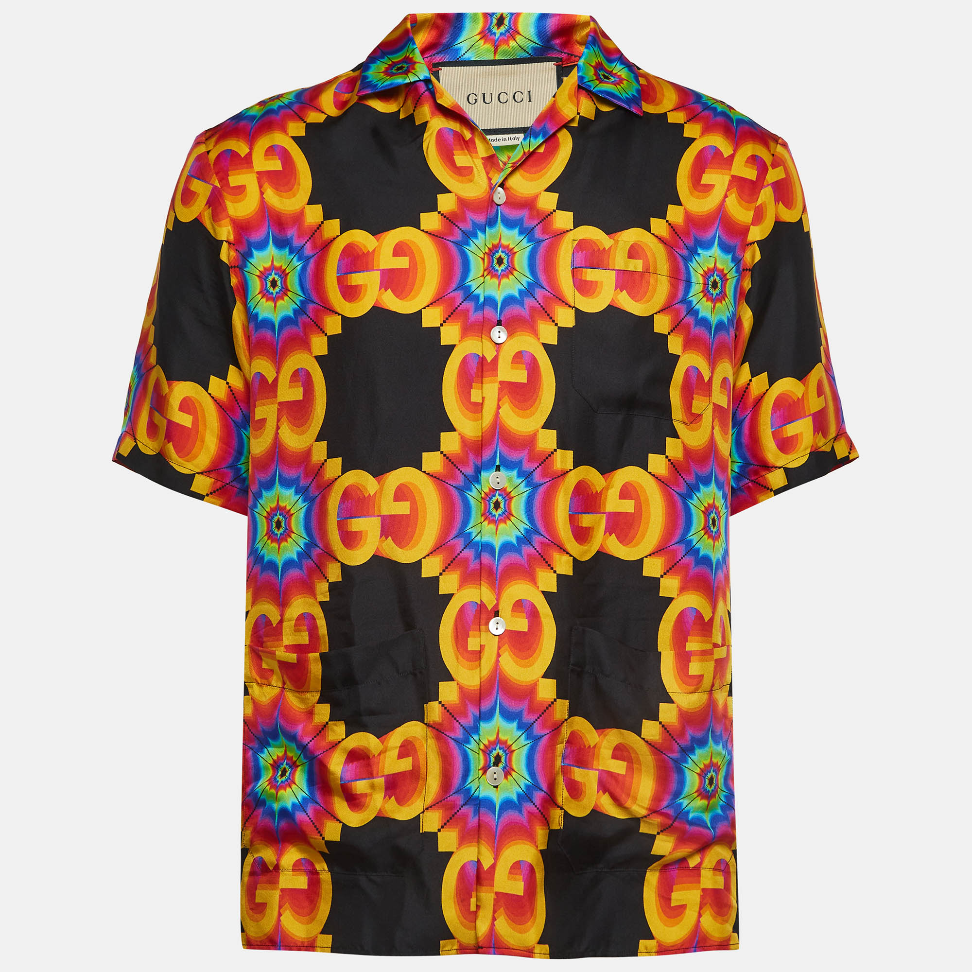 Gucci multicolor kaleidoscope print silk shirt xs