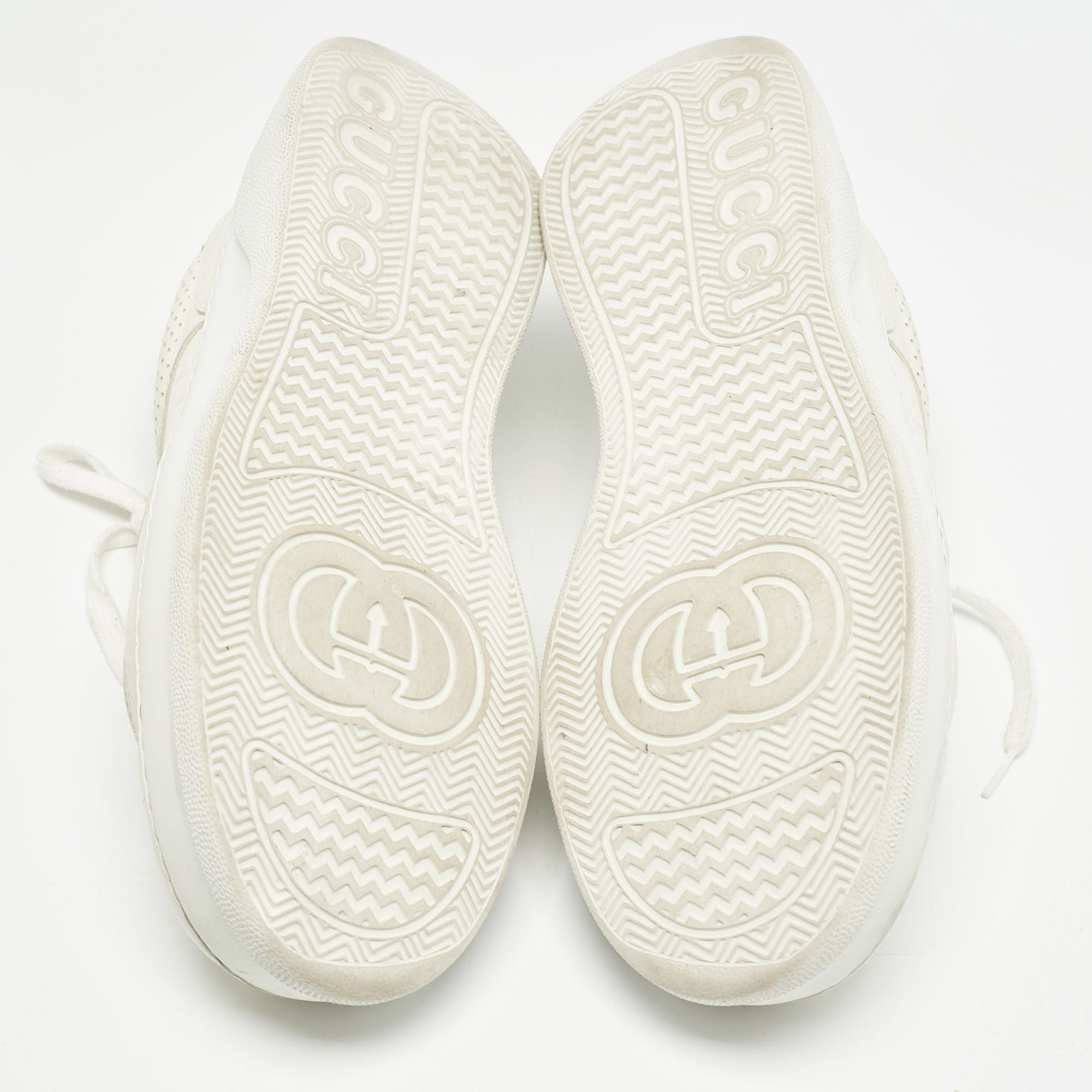 Gucci Cream Leather GG Embossed Sneakers Size 46