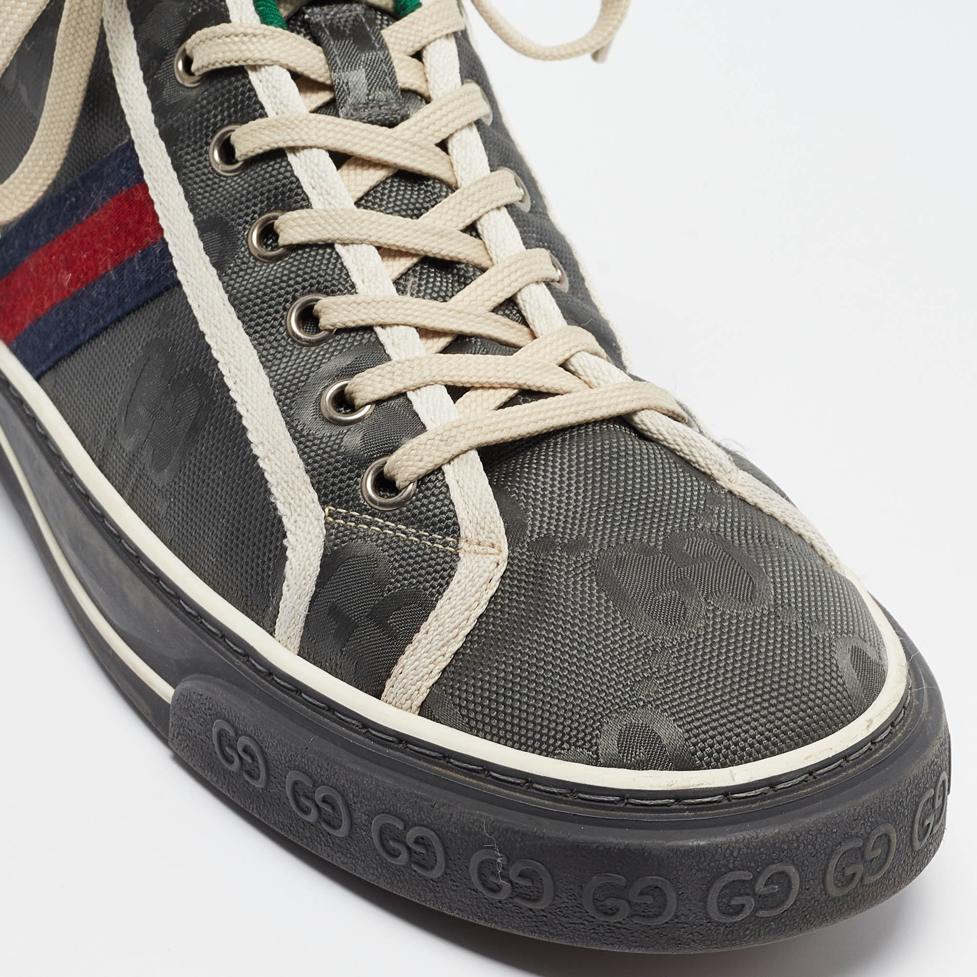 Gucci Grey GG Canvas Tennis 1977 High Top Sneakers Size 47