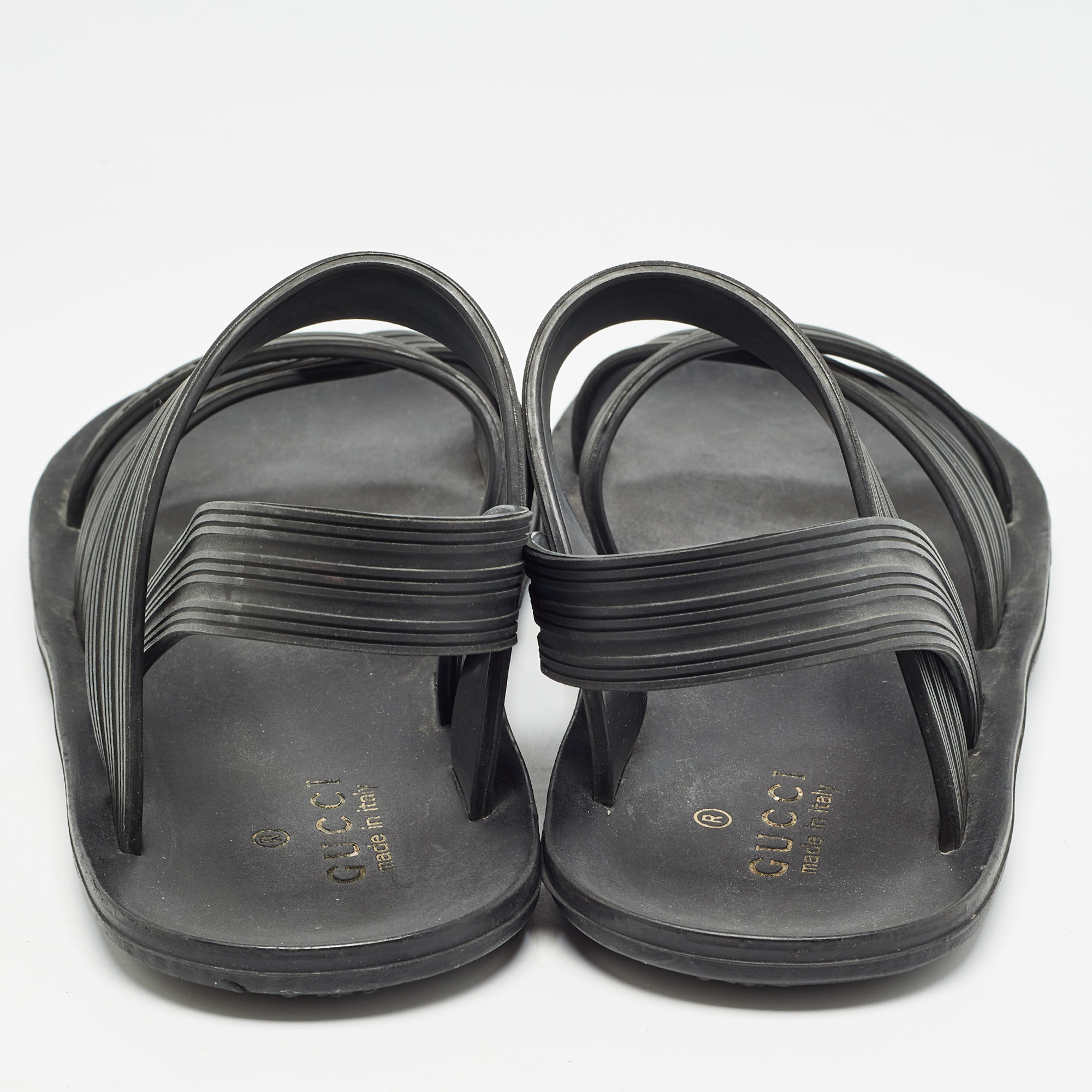 Gucci Black Rubber Elastic Crisscross Sandals Size 40