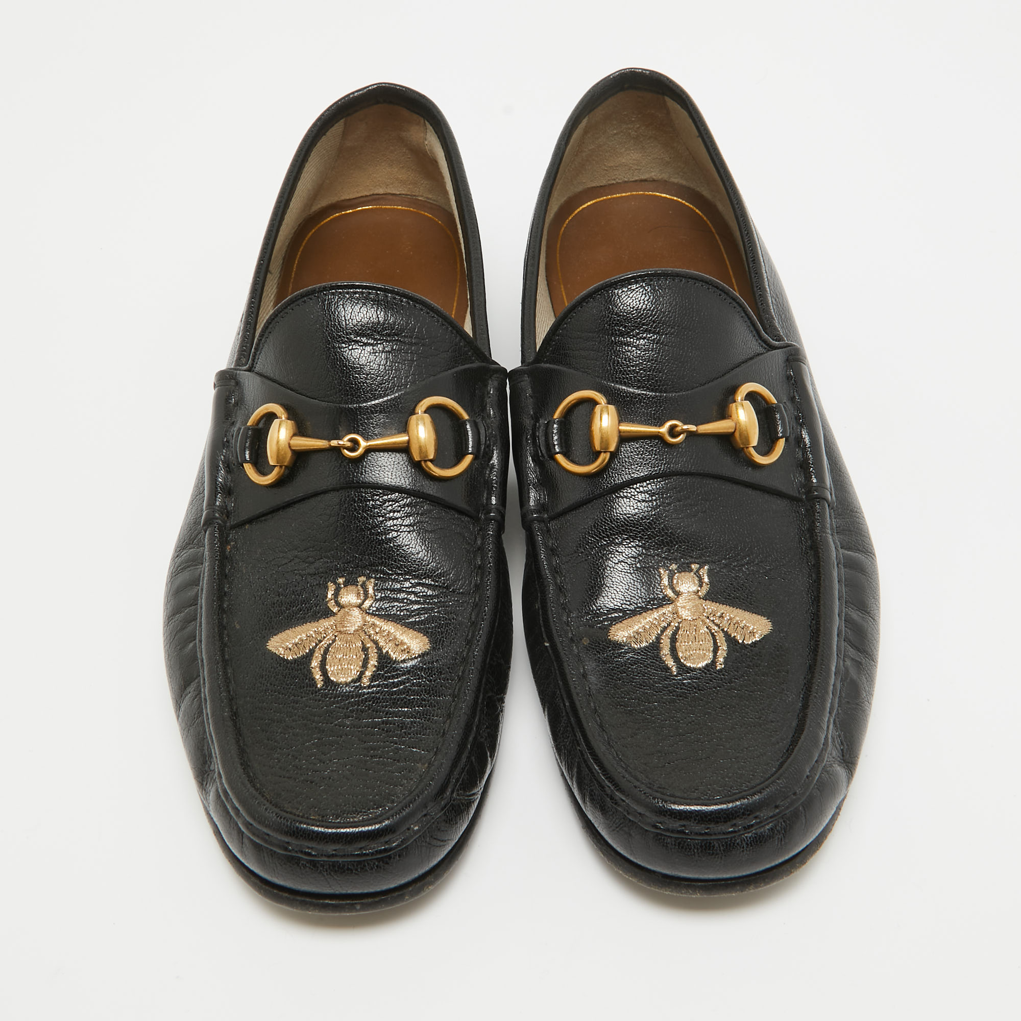 Gucci Black Leather Horsebit Loafers Size 42.5