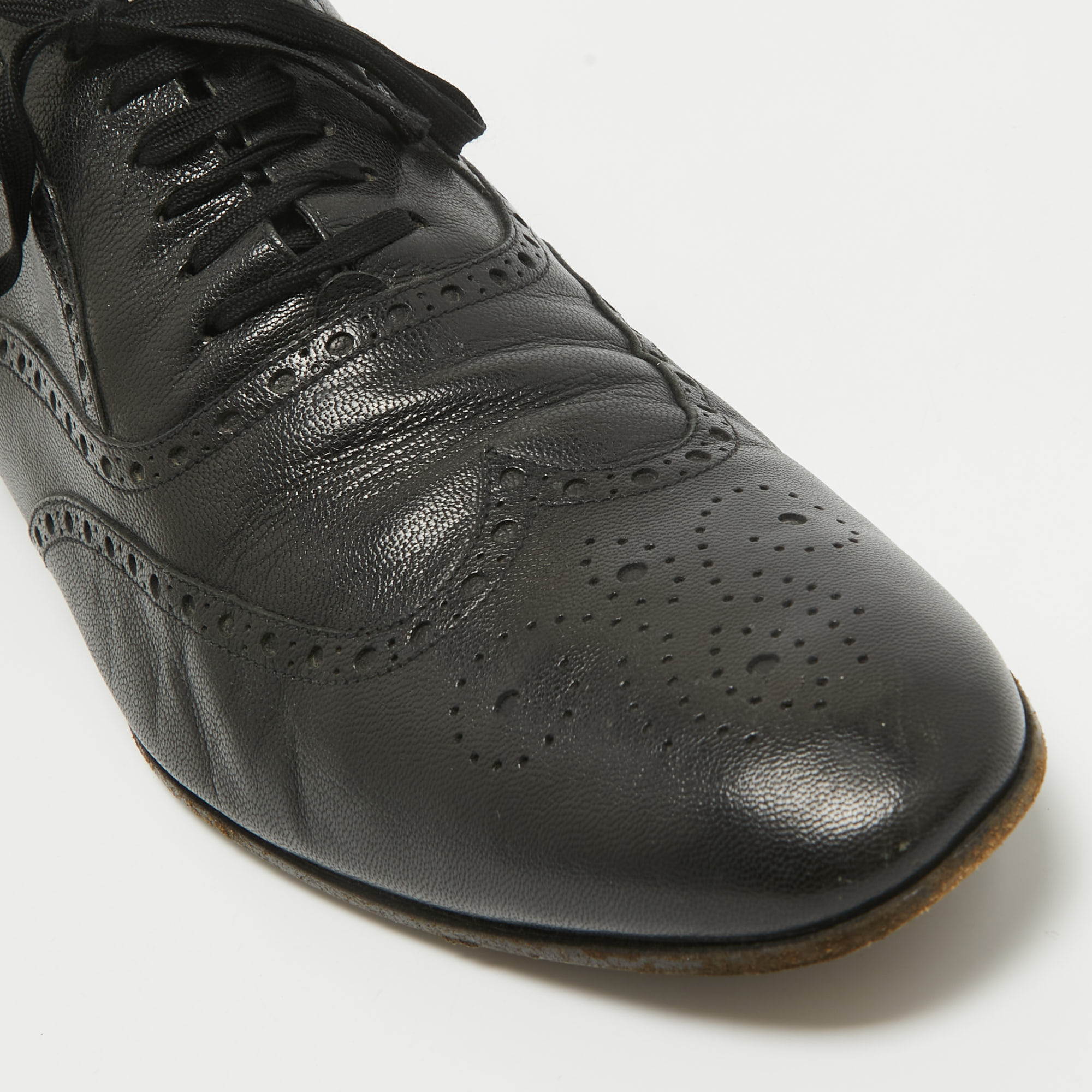 Gucci Black Brogues Leather Lace Up Oxford Size 45