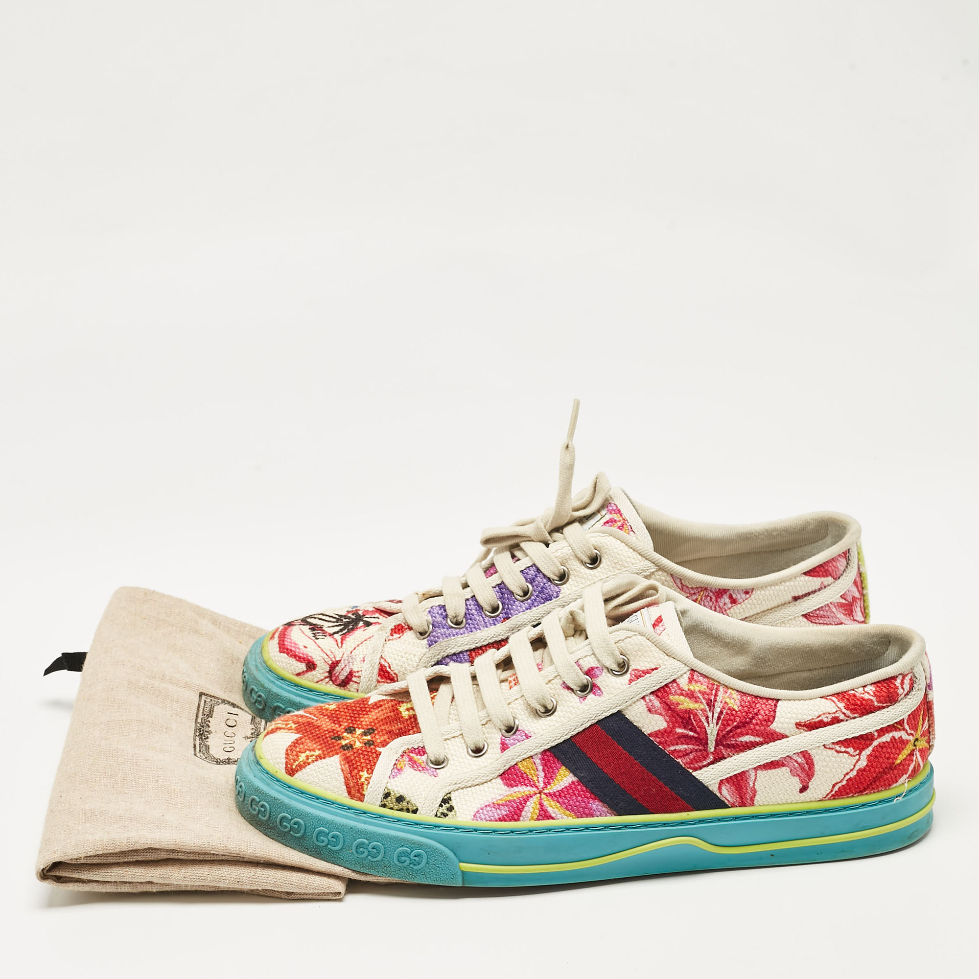 Gucci Multicolor Canvas Tennis 1977 Low Top Sneakers Size 43