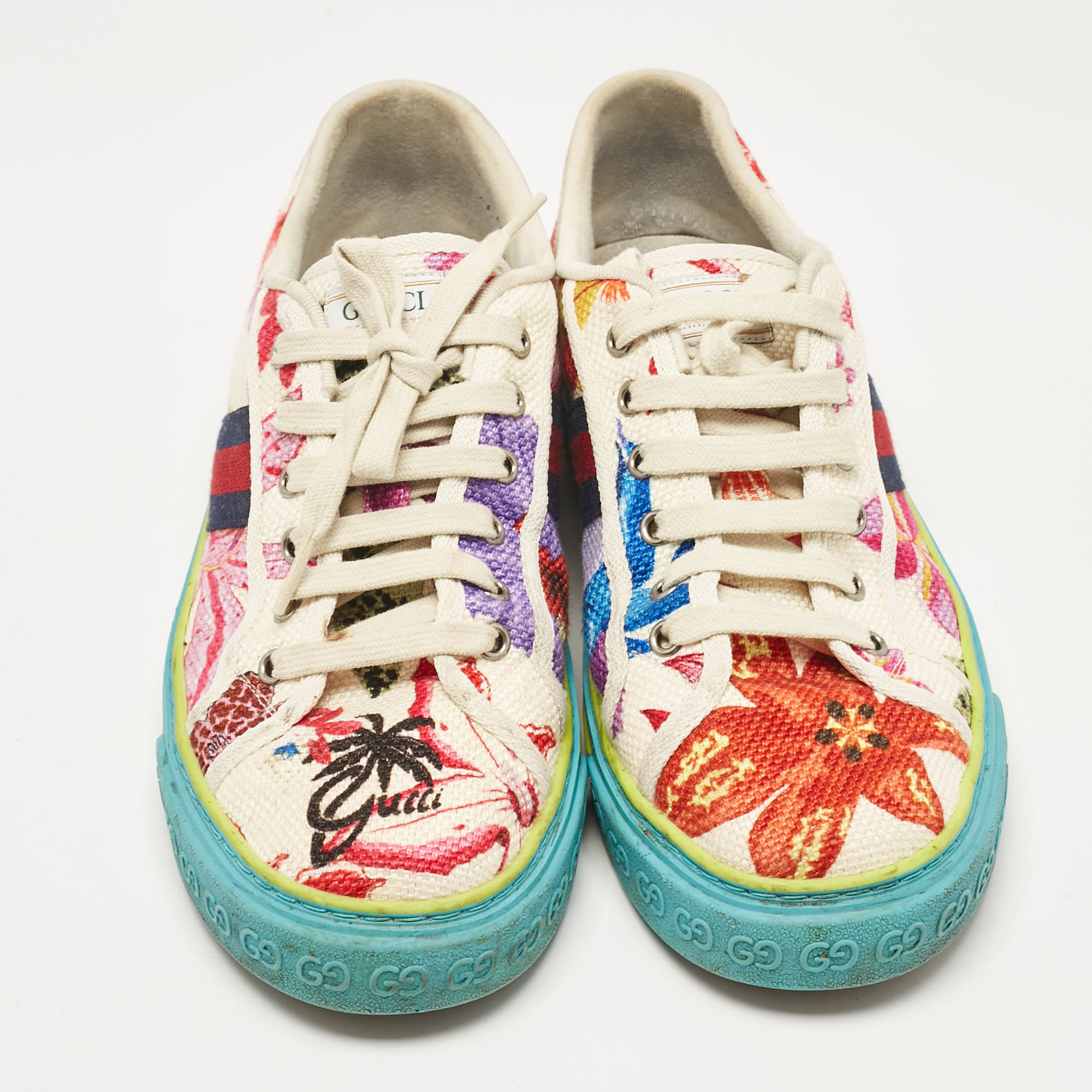 Gucci Multicolor Canvas Tennis 1977 Low Top Sneakers Size 43