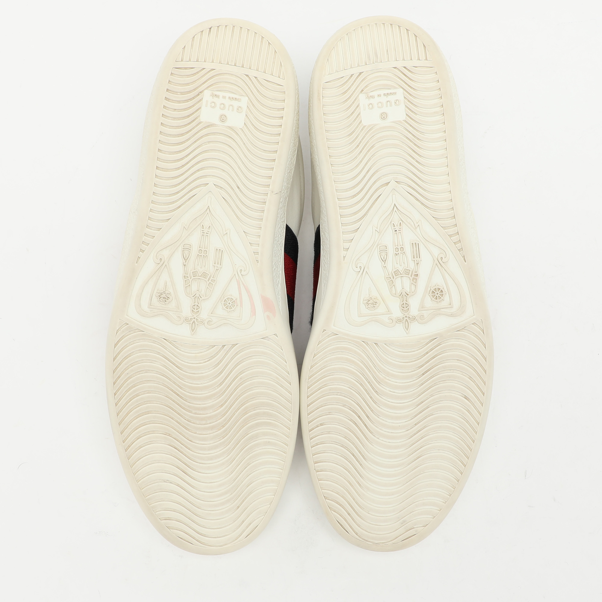 Gucci White Leather Web Slip On Sneakers Size 43