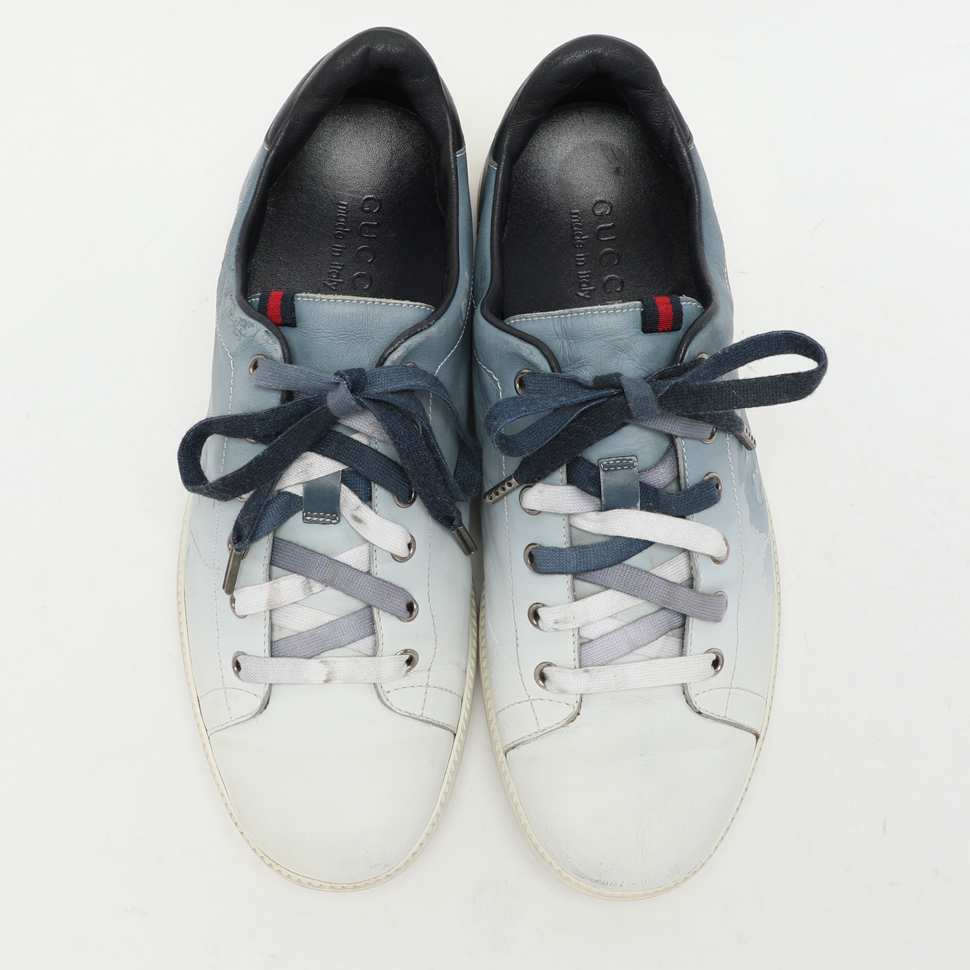 Gucci Blue Ombre Leather Low Top Sneakers Size 41.5