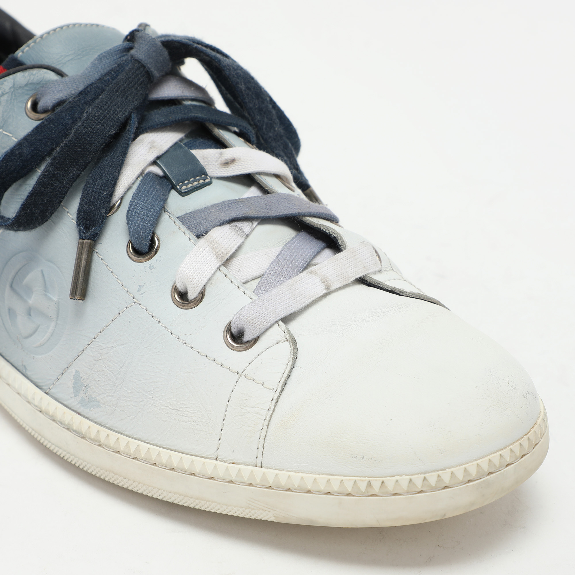 Gucci Blue Ombre Leather Low Top Sneakers Size 41.5