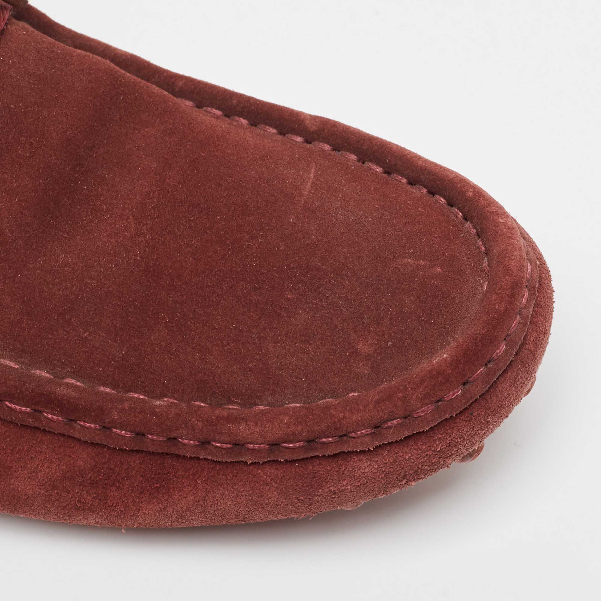 Gucci Burgundy Suede Bamboo Horsebit Loafers Size 44