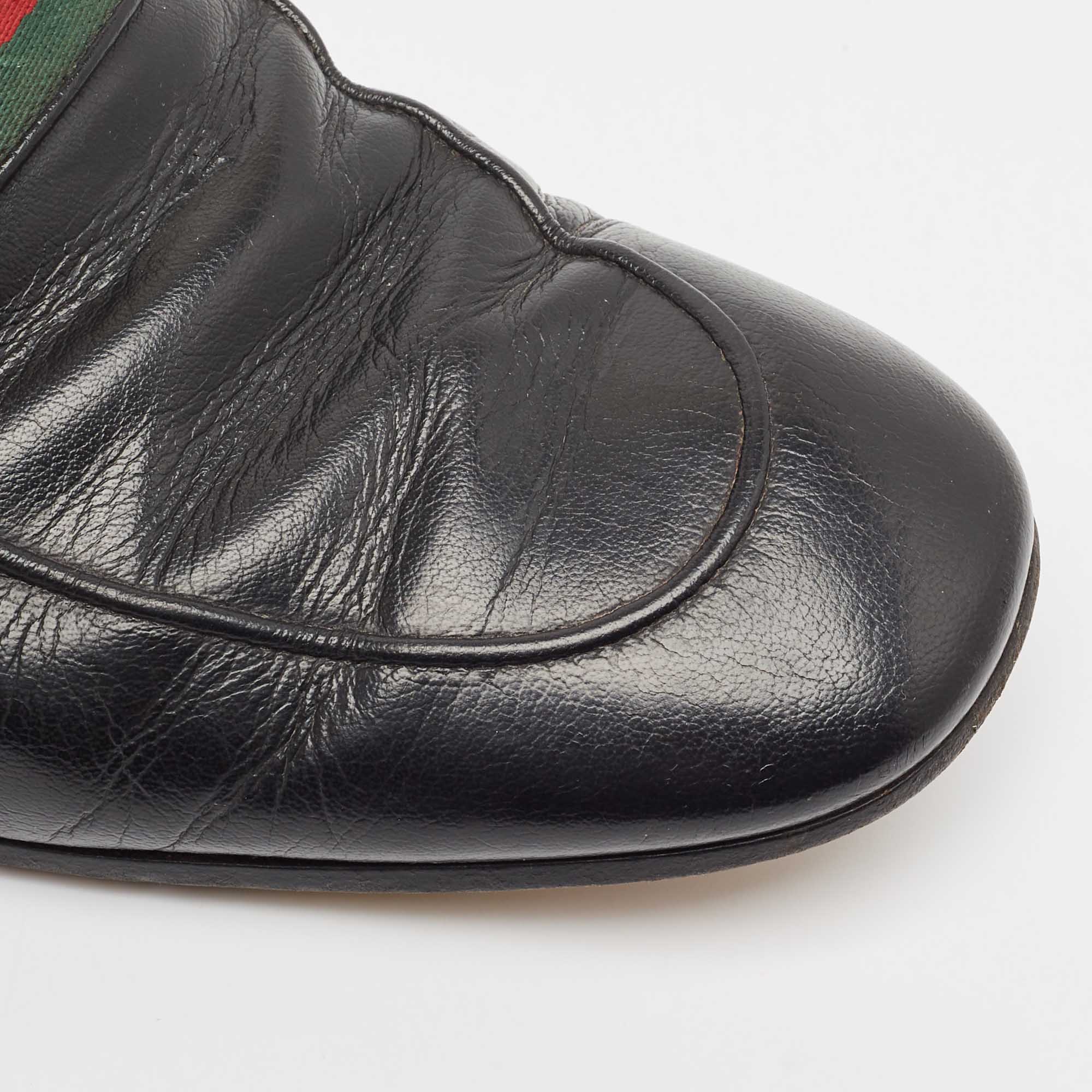 Gucci Black Leather GG Marmont Loafers Size 44