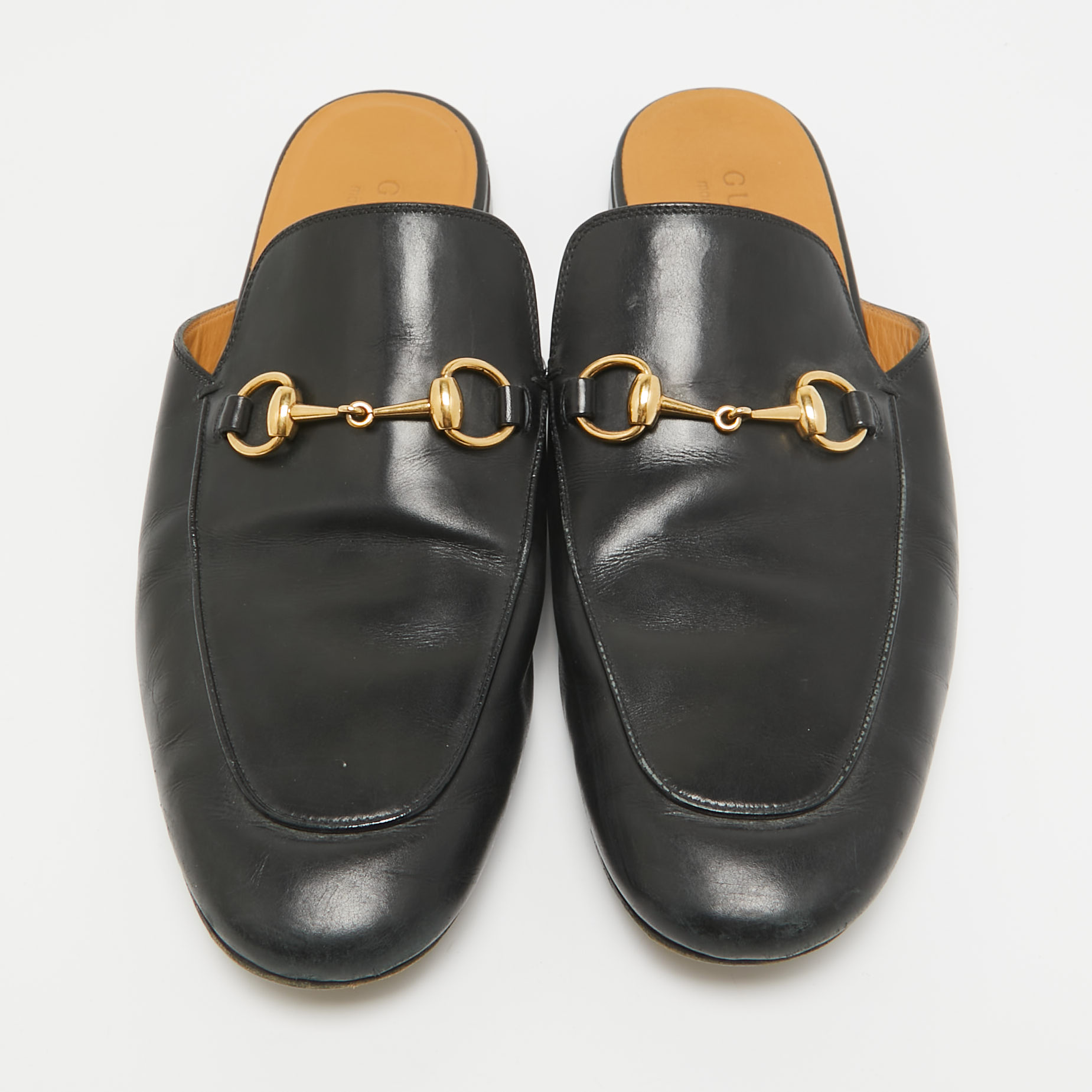 Gucci Black Leather Princetown Mules Size 44