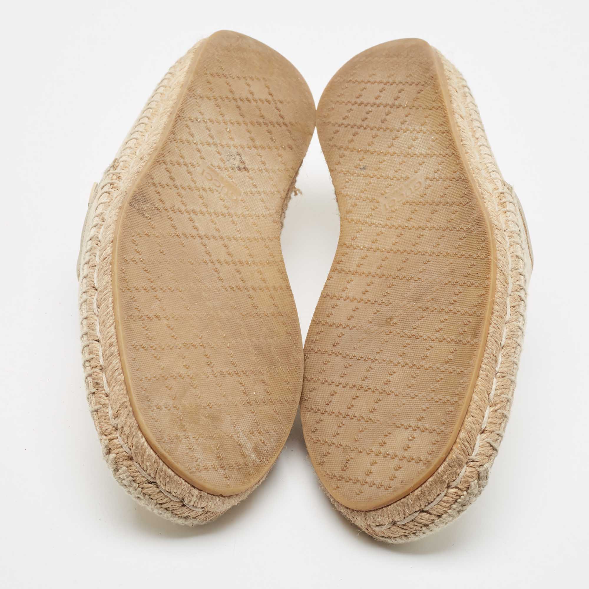 Gucci Cream Canvas GG Slip On Espadrille Size 43