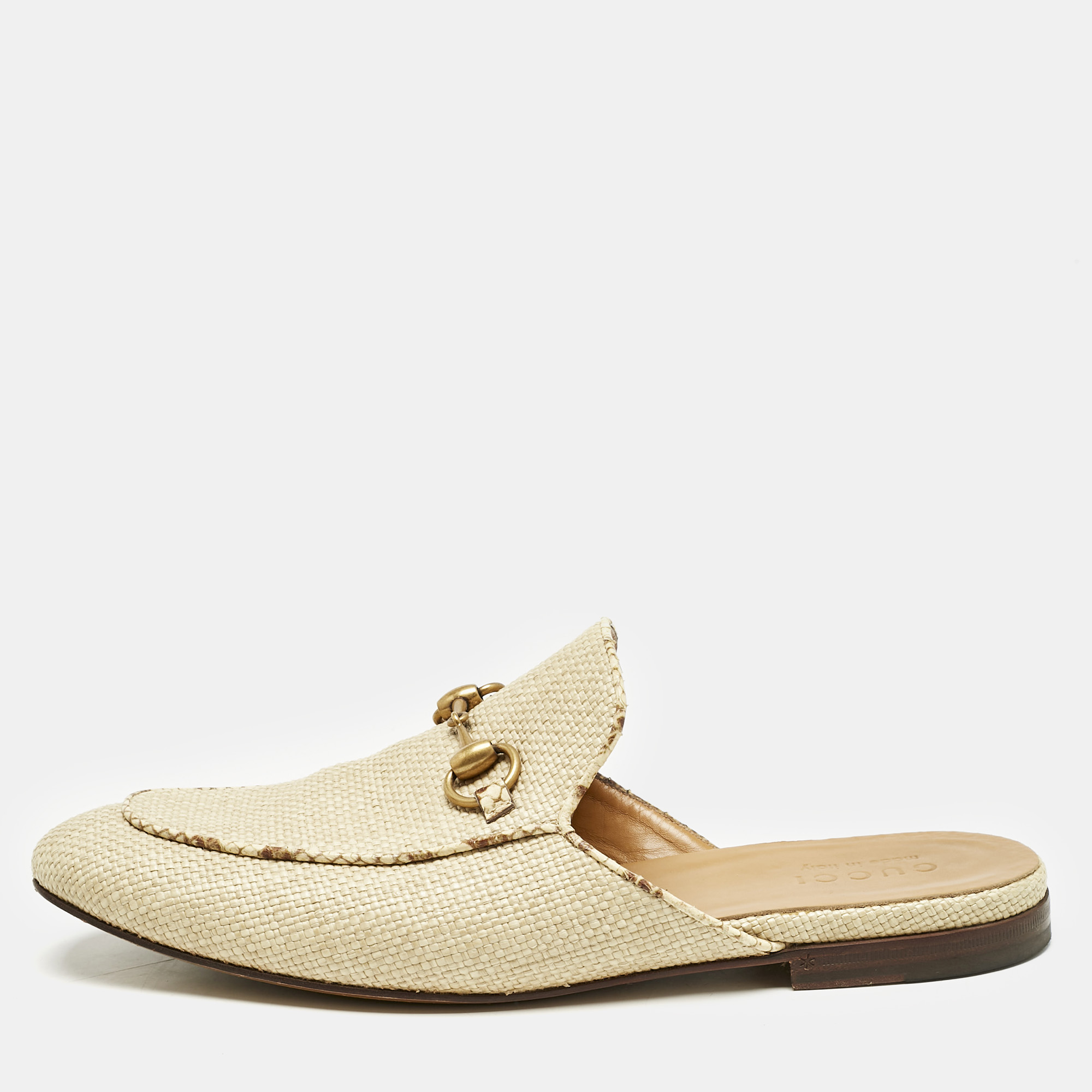 Gucci Beige Raffia and Snakeskin Leather Princetown Flat Mules Size 42.5
Gucci Beige Raffia and Snakeskin Leather Princetown Flat Mules Size 42.5