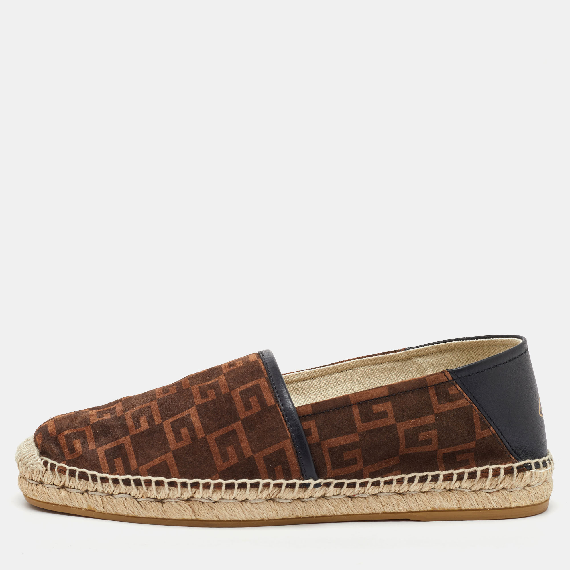 Gucci Dark Brown/Black G Cube Suede and Leather Slip On Espadrille Flats Size 43.5
Gucci Dark Brown/Black G Cube Suede and Leather Slip On Espadrille Flats Size 43.5