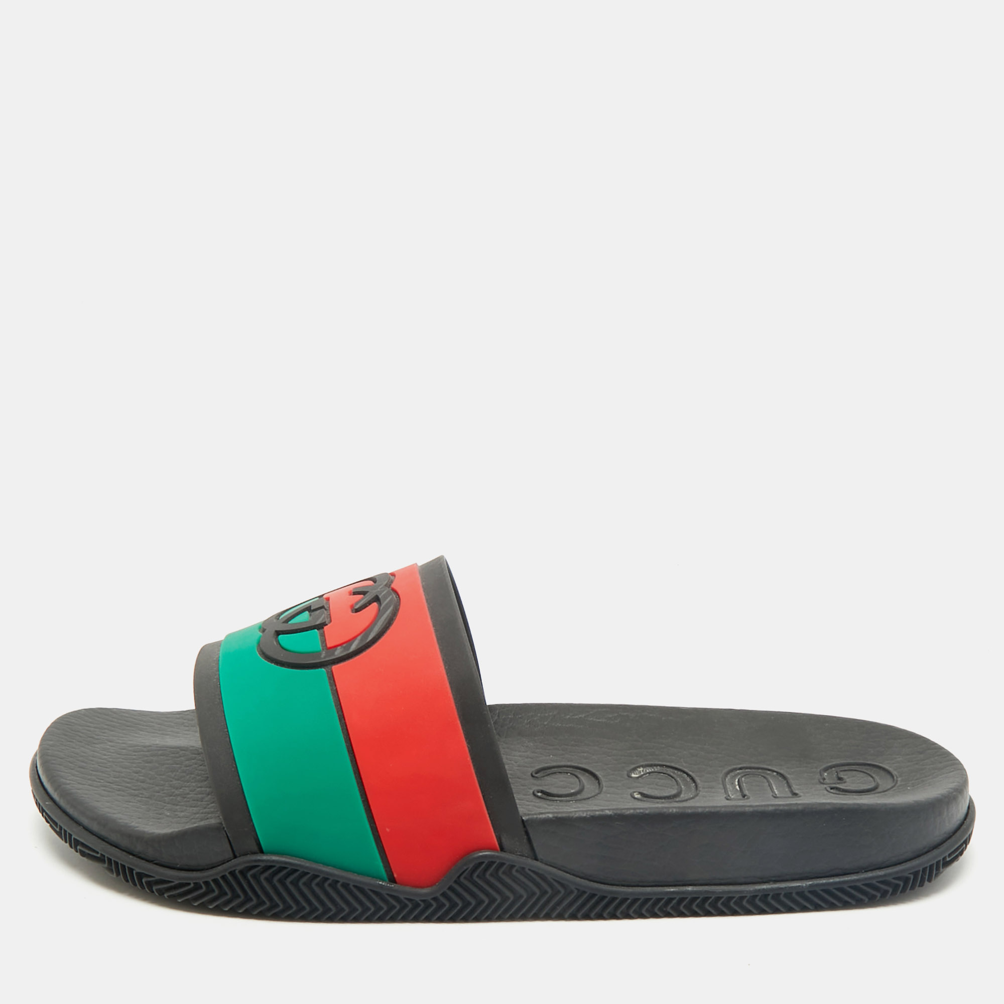 Gucci Multicolor Rubber Web Interlocking G Flat Pool Slides Size 42
Gucci Multicolor Rubber Web Interlocking G Flat Pool Slides Size 42