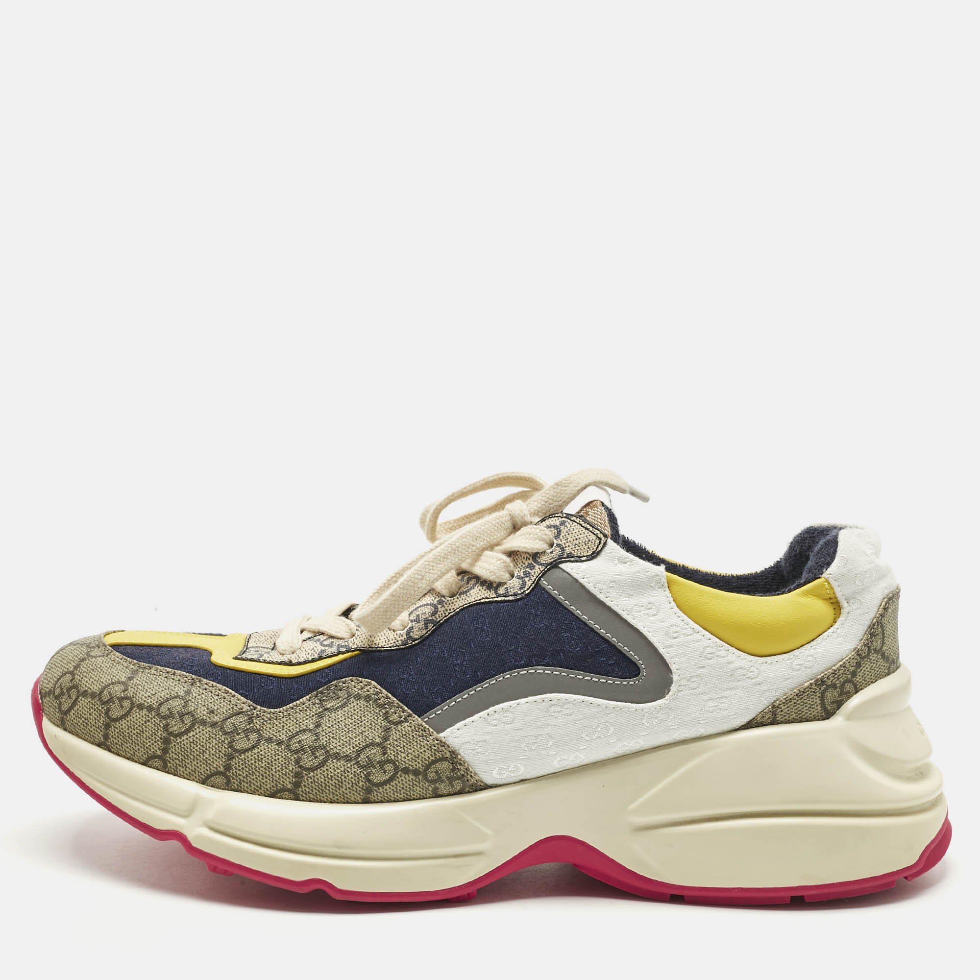 Gucci Multicolor Coated Canvas and Leather Rhyton Lace Up Sneakers Size 45
Gucci Multicolor Coated Canvas and Leather Rhyton Lace Up Sneakers Size 45