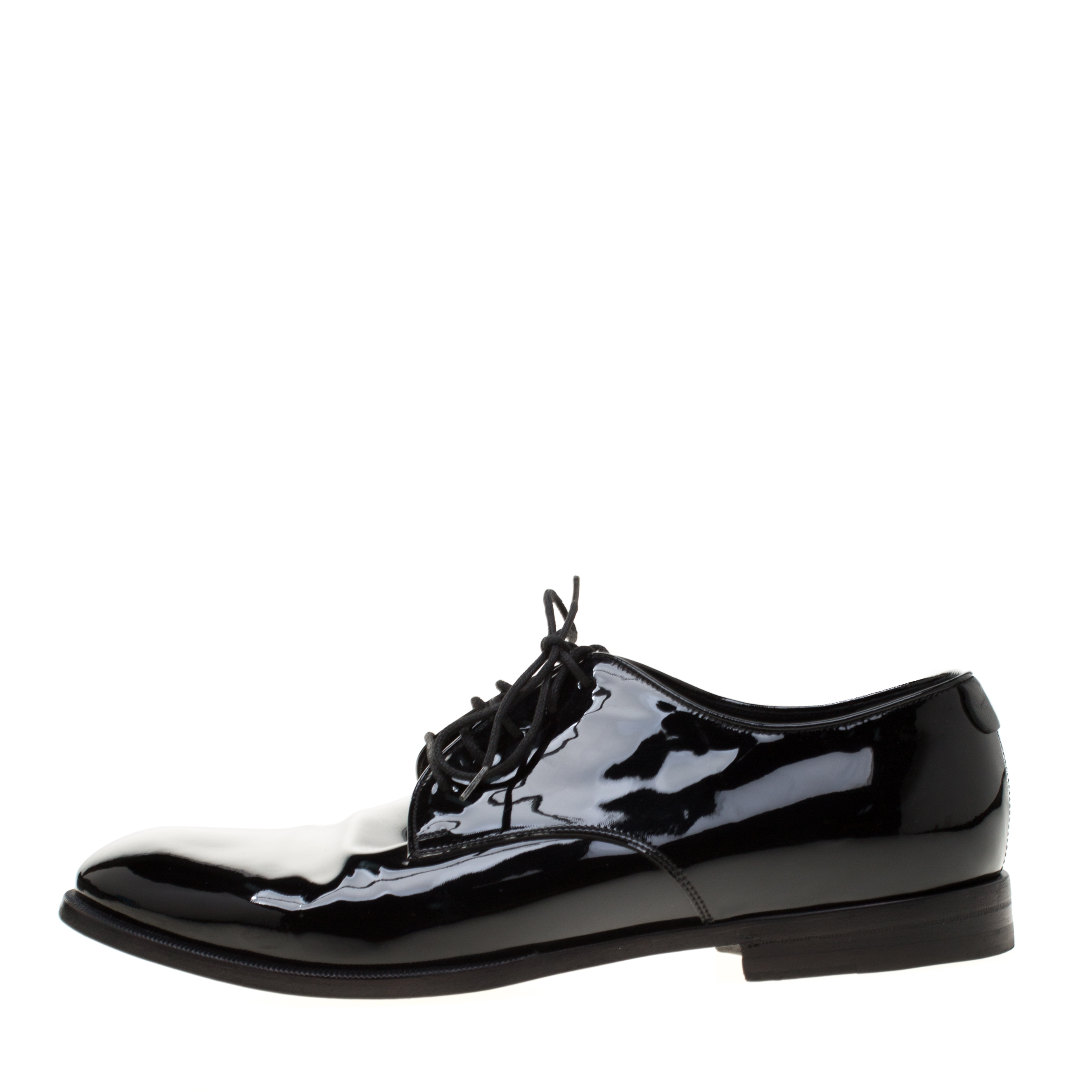 Gucci Black Patent Leather Lace Up Derby Size 41.5