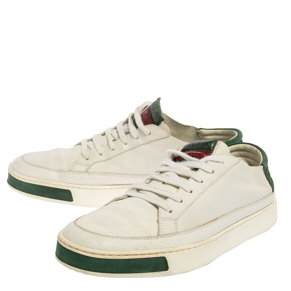 Gucci White Leather Low Top Sneakers Size 40.5
