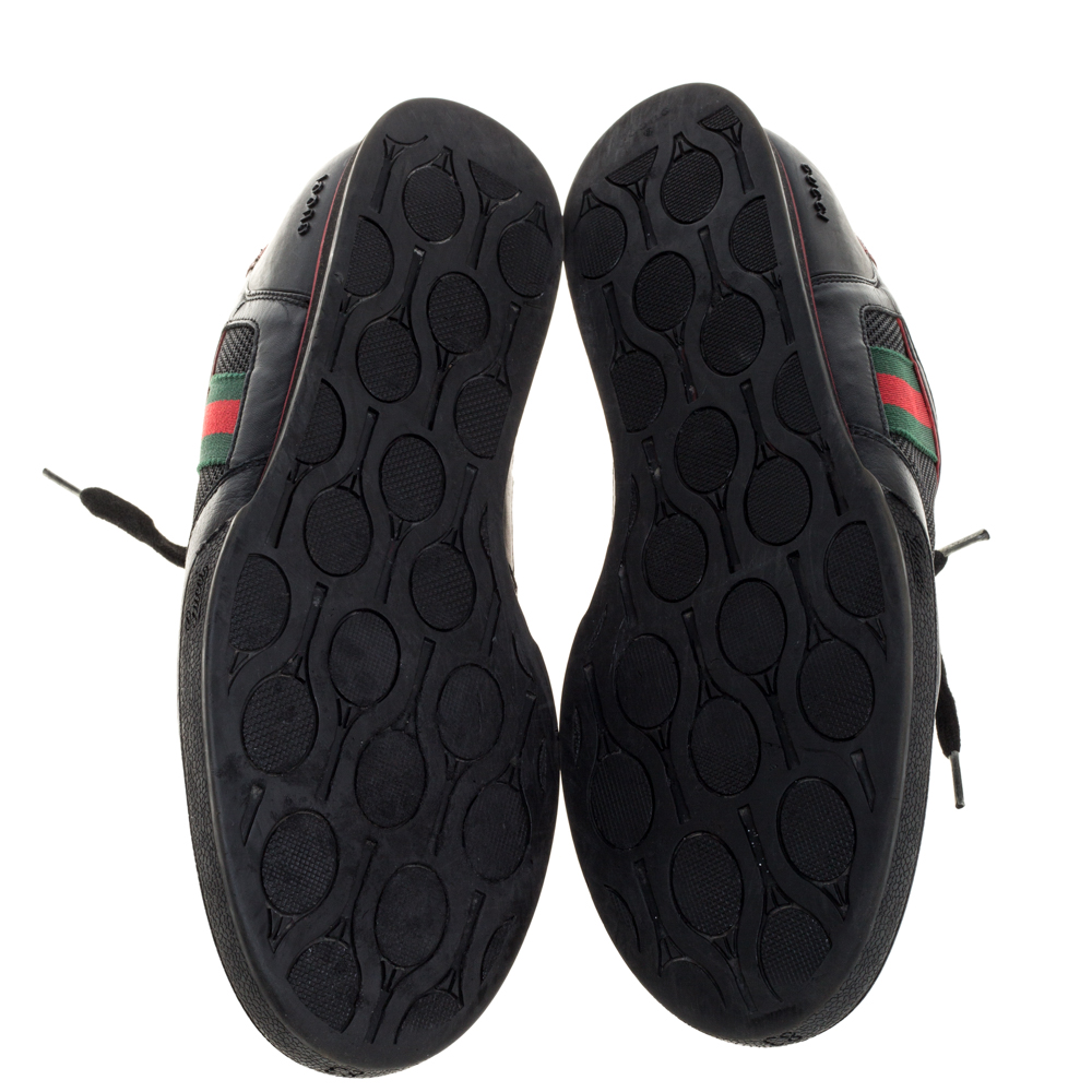 Gucci Black/Red Mesh Fabric And Leather Vintage Tennis Web Low Top Sneakers Size 45