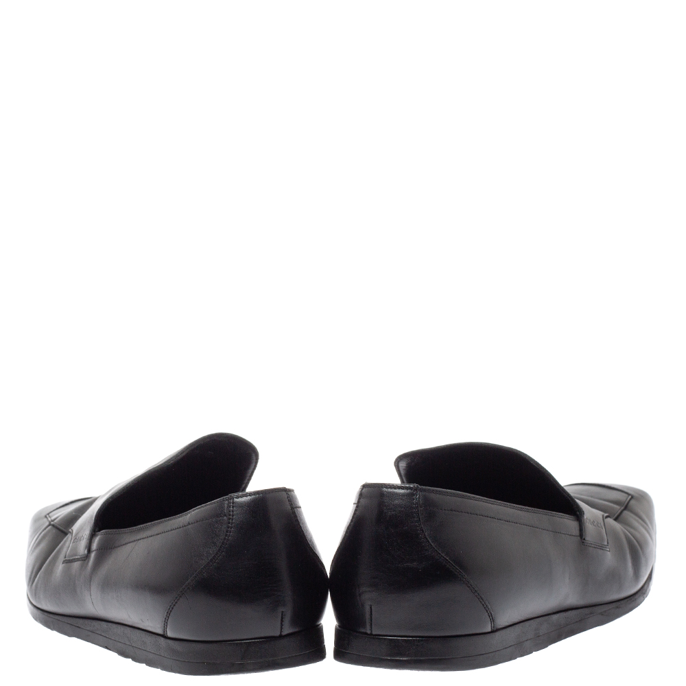 Gucci Black Leather Slip On Loafers Size 43.5