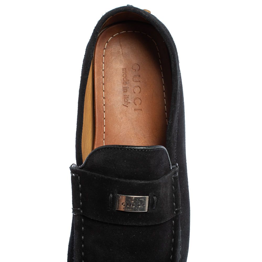 Gucci Black Suede Slip On Loafers Size 41.5