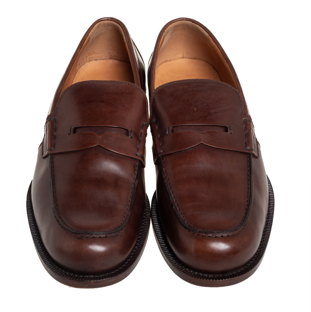 Gucci Brown Leather Penny Loafers Size 42.5