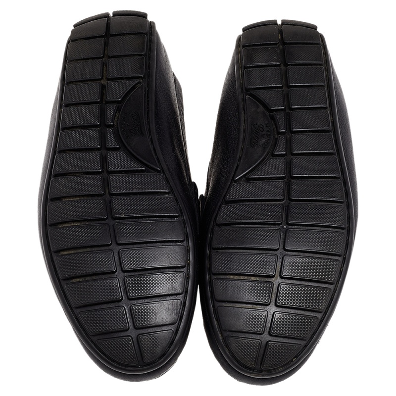Gucci Black Microguccissima Leather Slip On Loafers Size 37.5