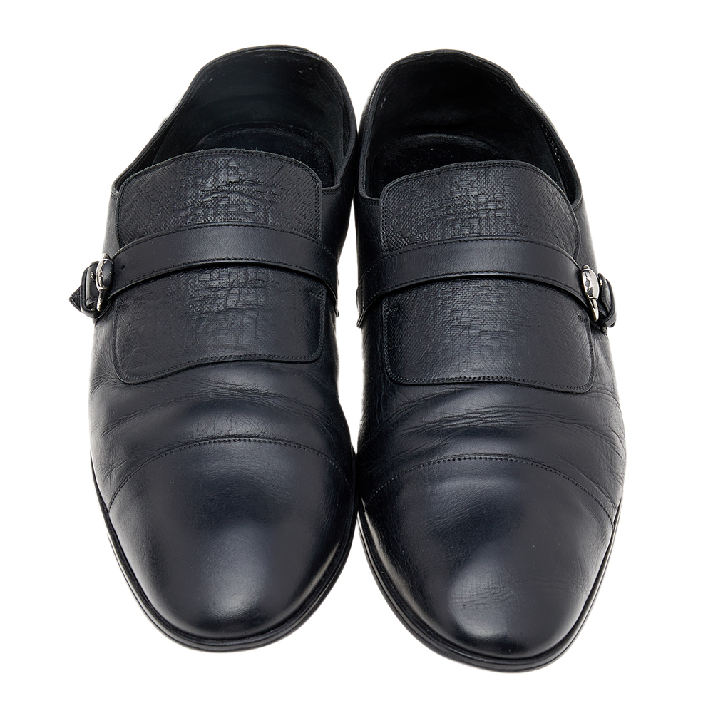 Gucci Black Leather Buckle Loafers Size 45