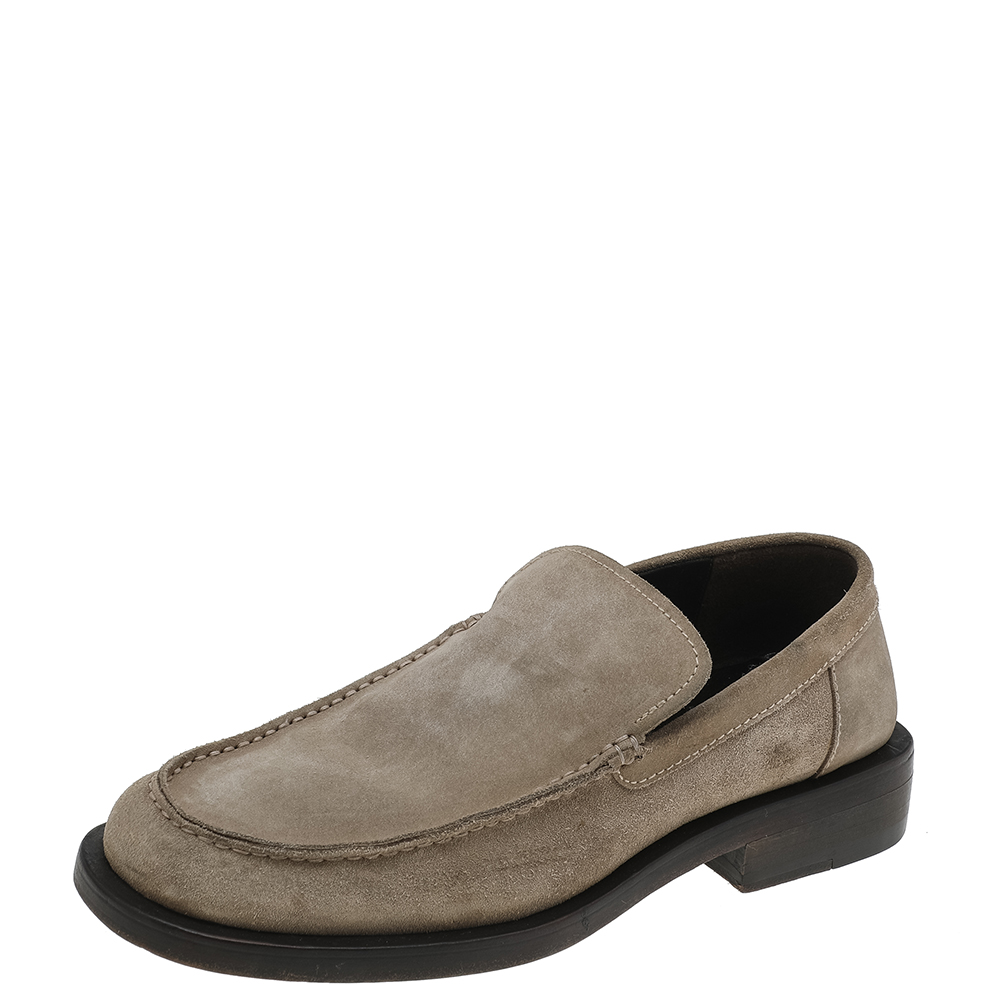 Gucci Beige Suede Slip On Loafers Size 42