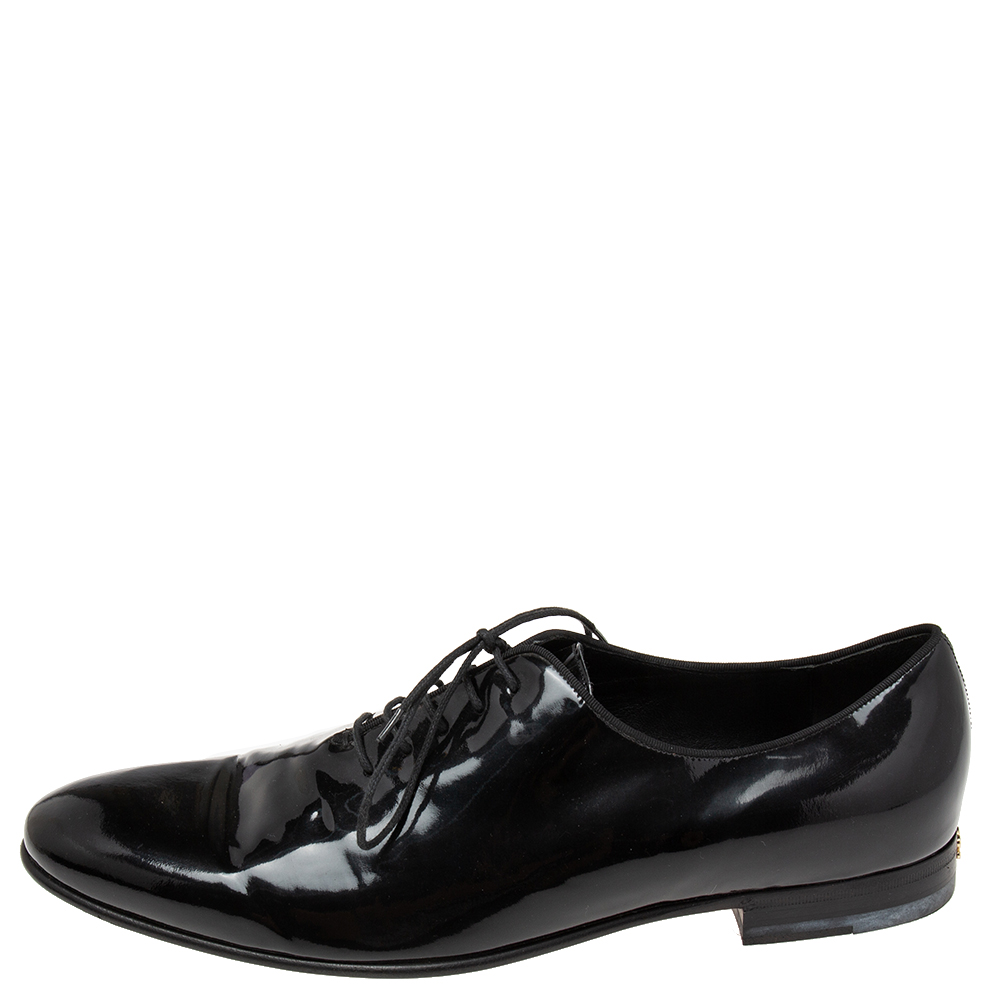 Gucci Black Patent  Leather Lace-up Derby Size43/5