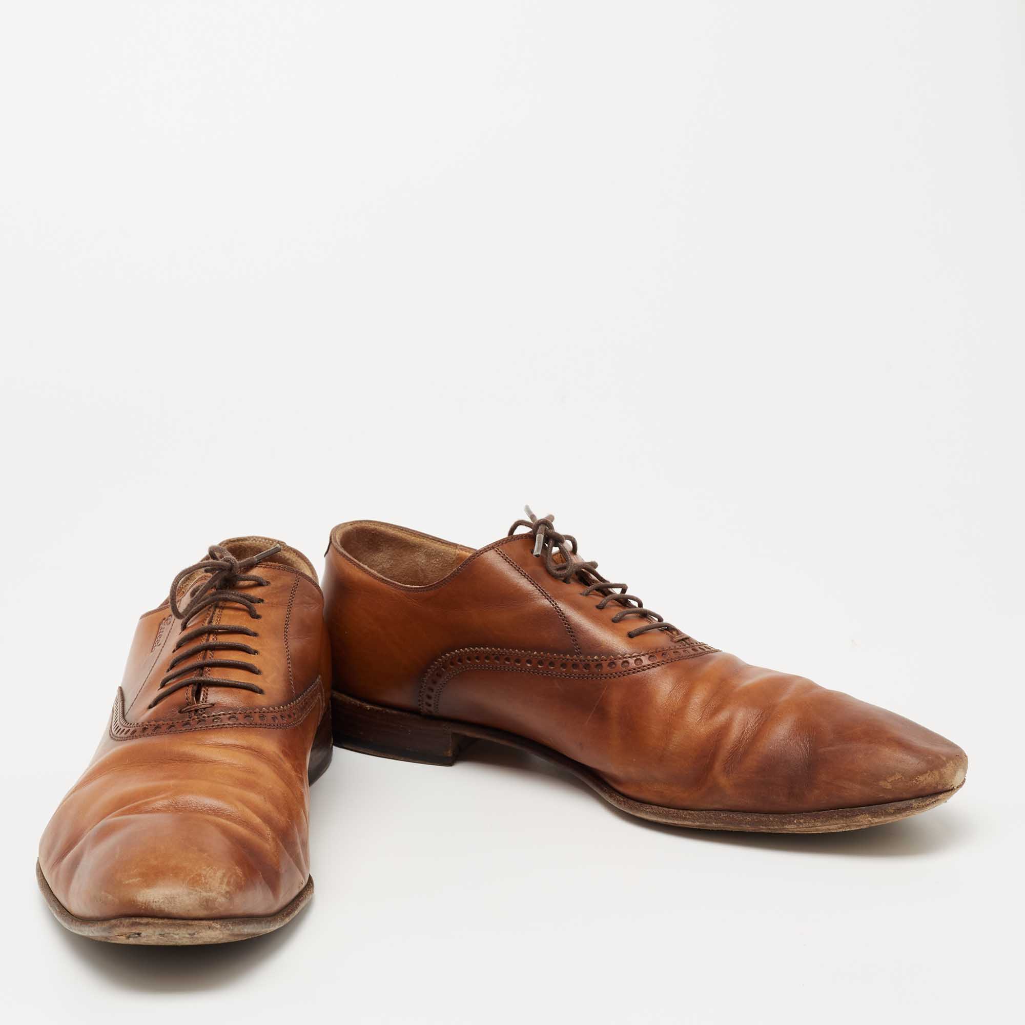 Gucci Brown Leather Lace Up Oxfords Size 45