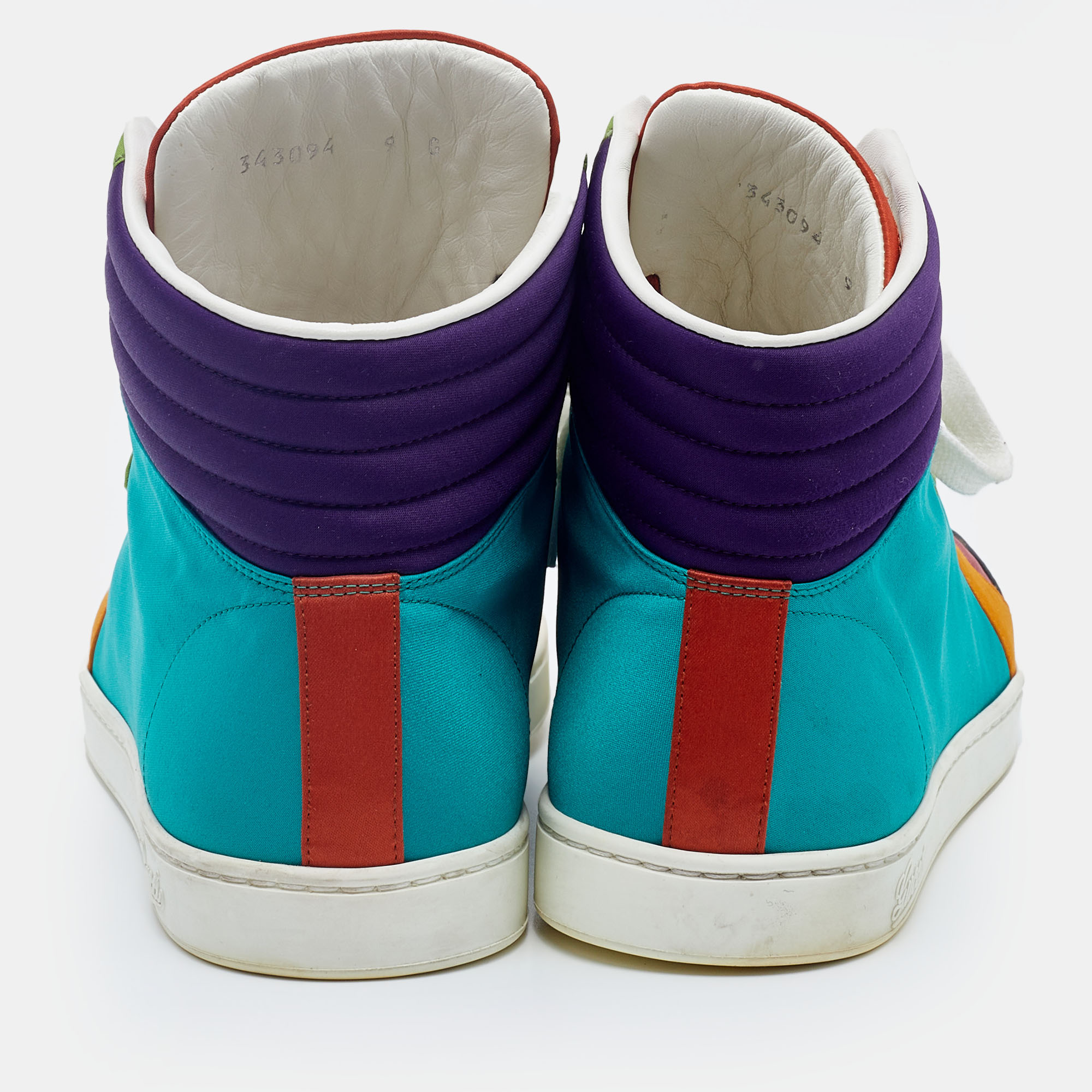 Gucci Multicolor Satin Coda High Top Sneakers Size 43