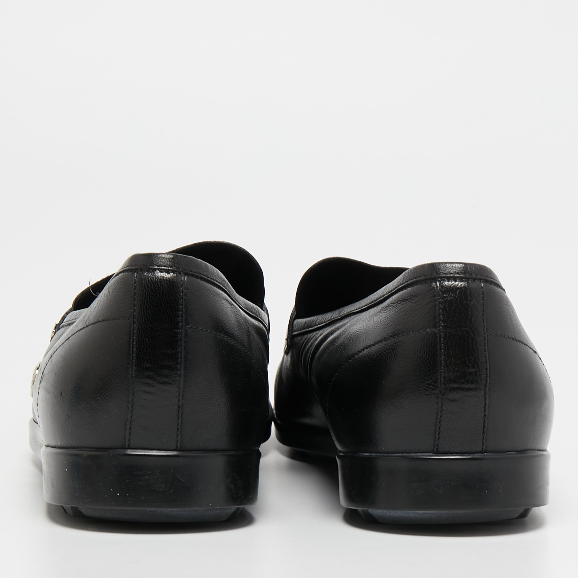 Gucci Black Leather Slip On Loafers Size 40.5
