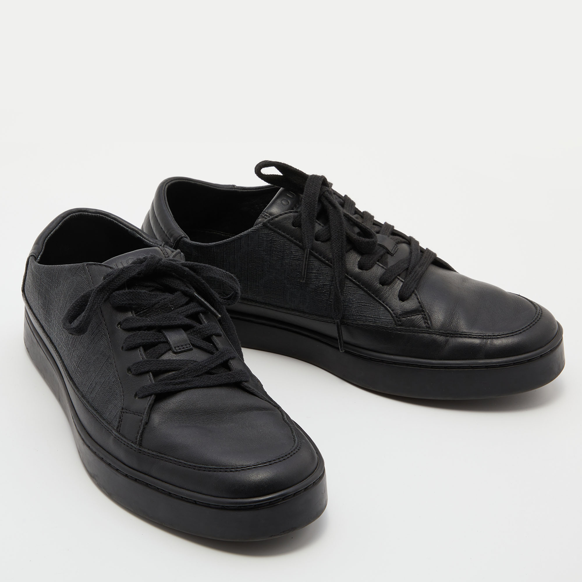 Gucci Black GG Supreme Canvas And Leather Low Top Sneakers Size 42