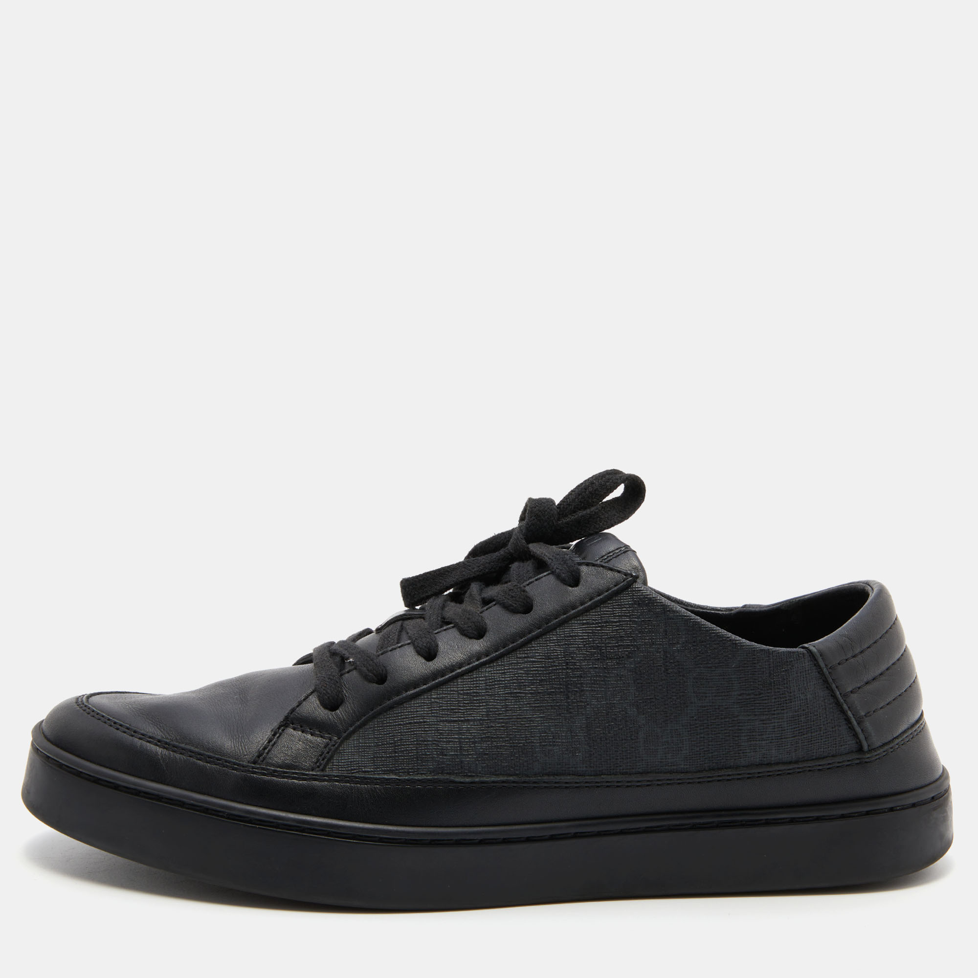Gucci Black GG Supreme Canvas And Leather Low Top Sneakers Size 42