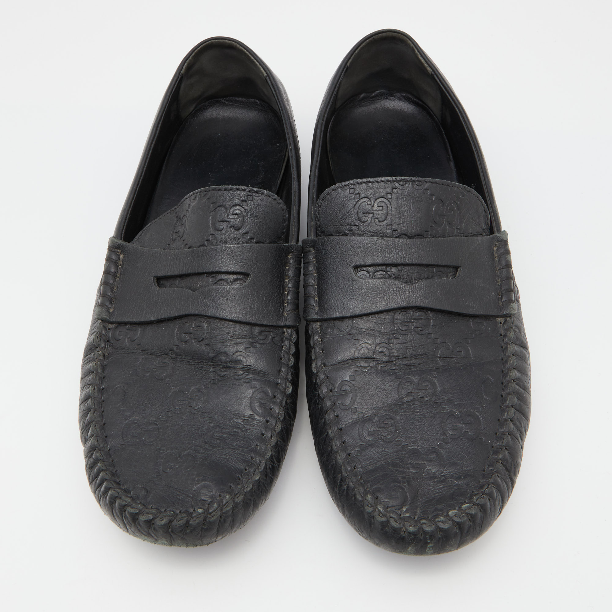 Gucci Guccissima Leather Penny Slip On Loafers Size 40.5