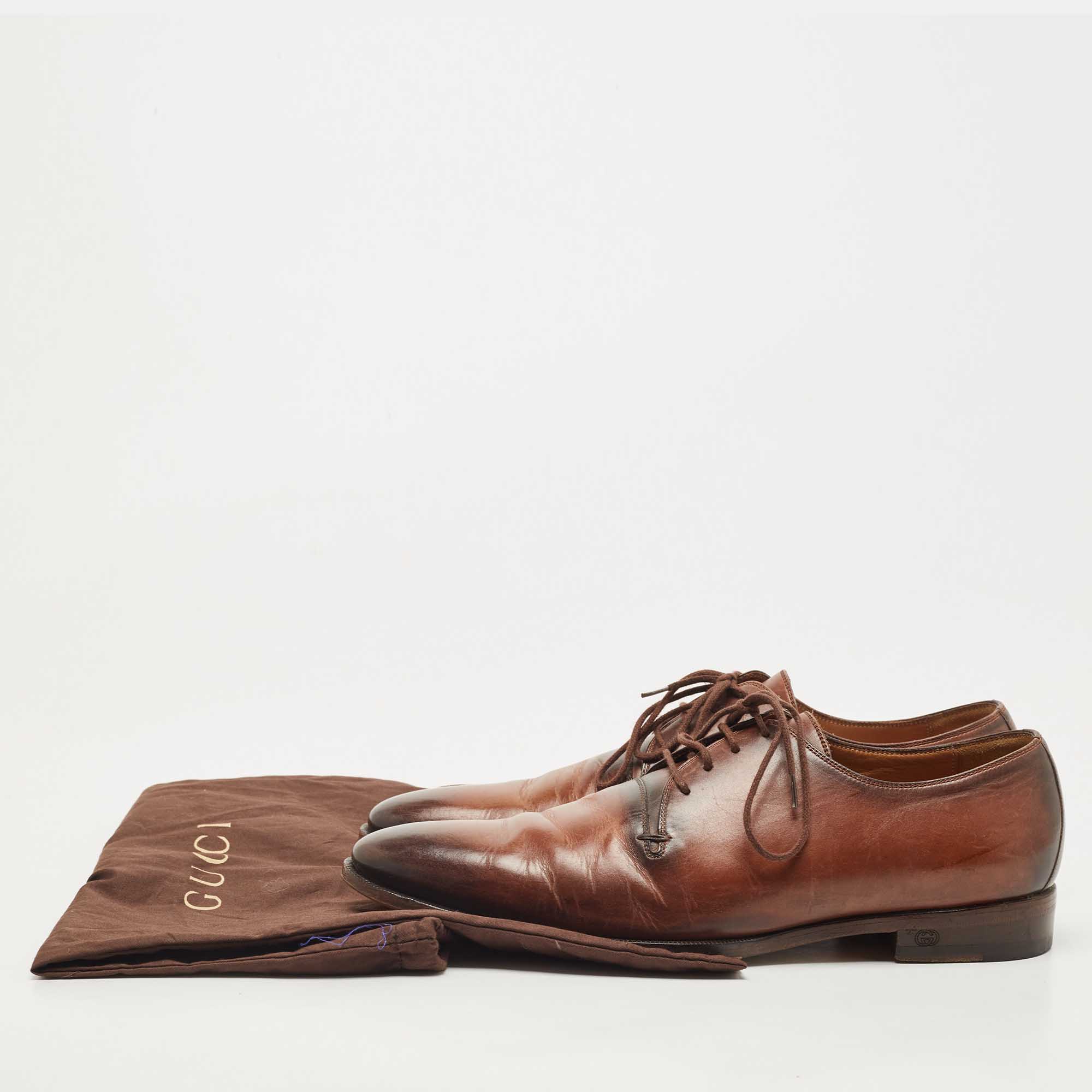 Gucci Brown Leather Lace Up Derby Size 41