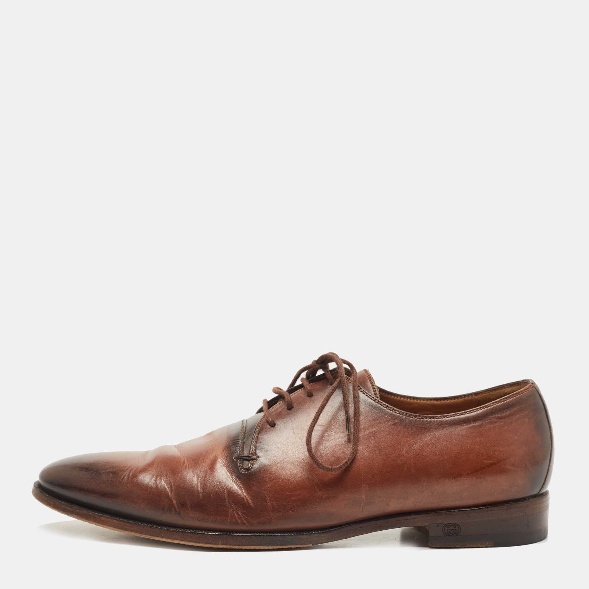 Gucci Brown Leather Lace Up Derby Size 41