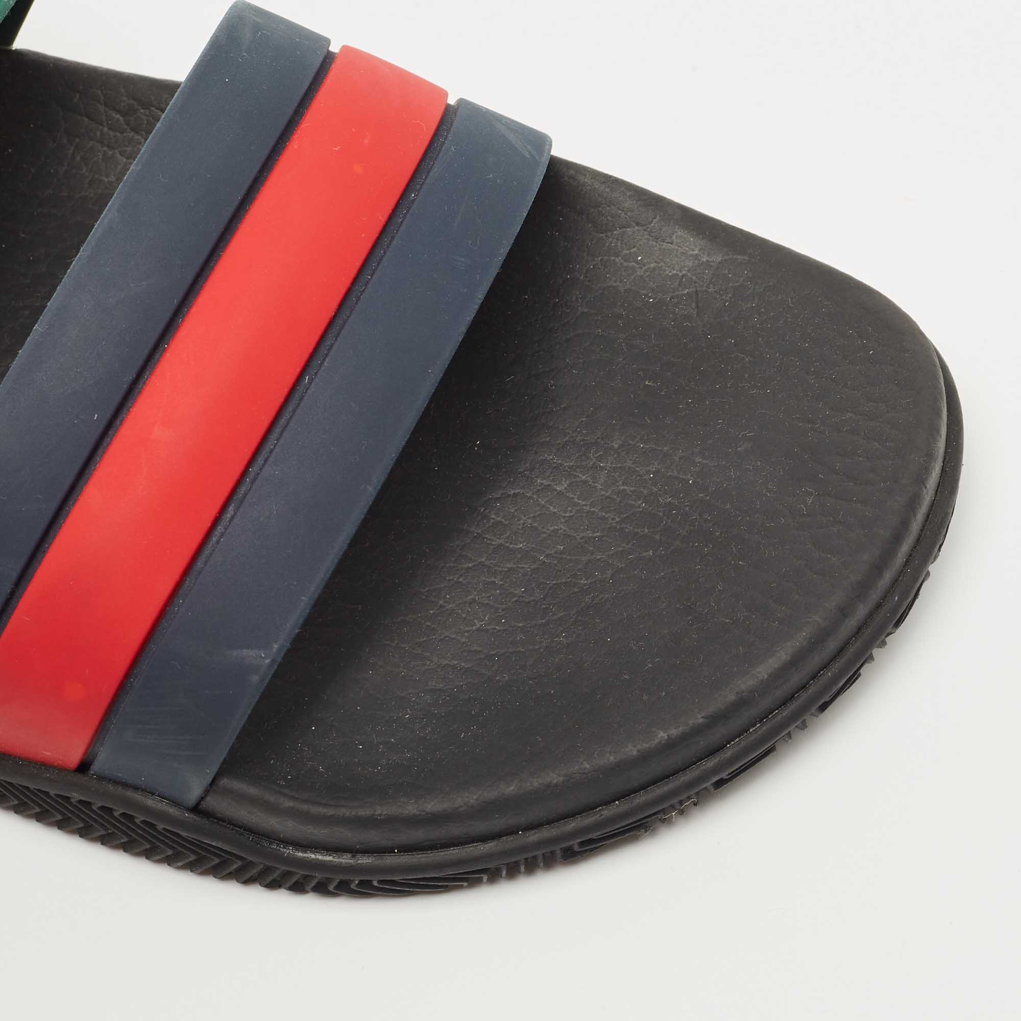 Gucci Multicolor Rubber Agrado Two Strap Sandals Size 47