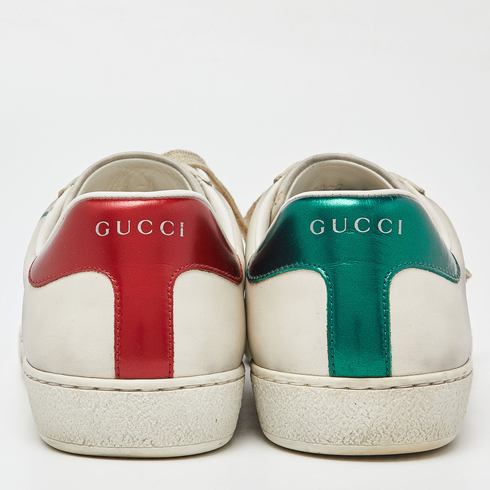 Gucci Off White Leather Ace Low Top Sneakers Size 42