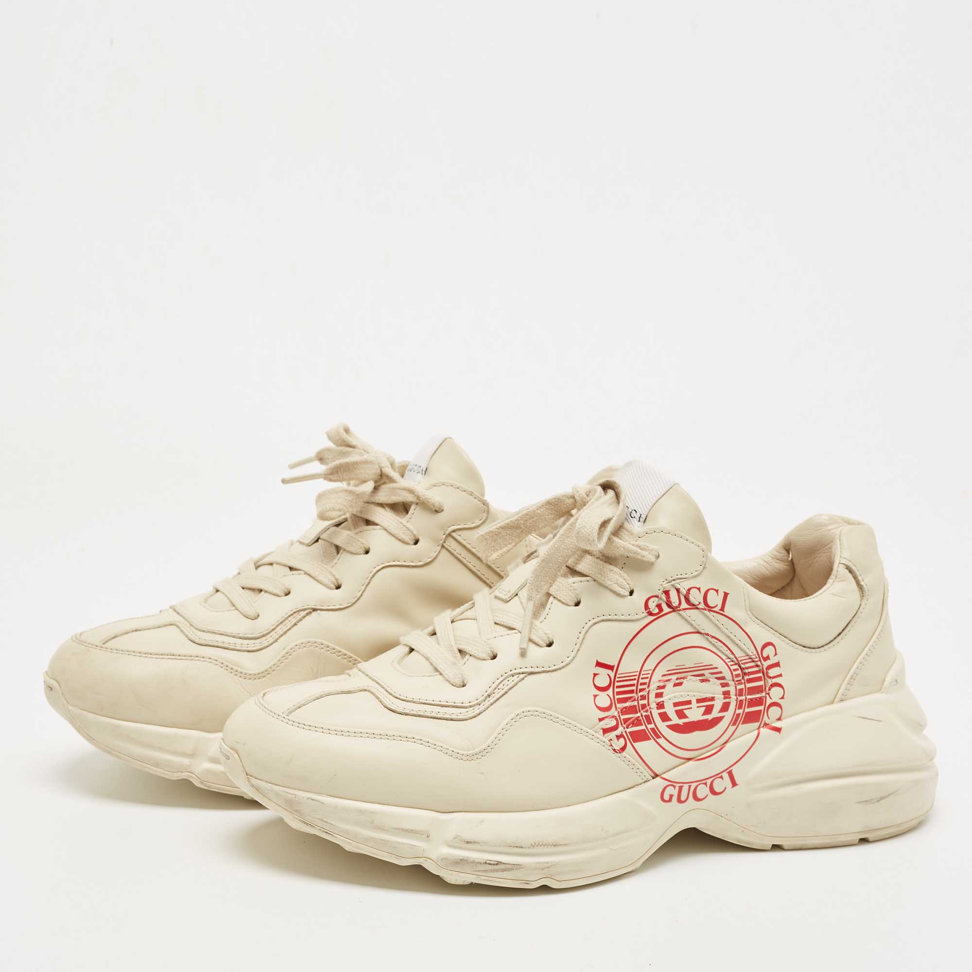 

Gucci Cream Leather Disk Rhyton Sneakers Size