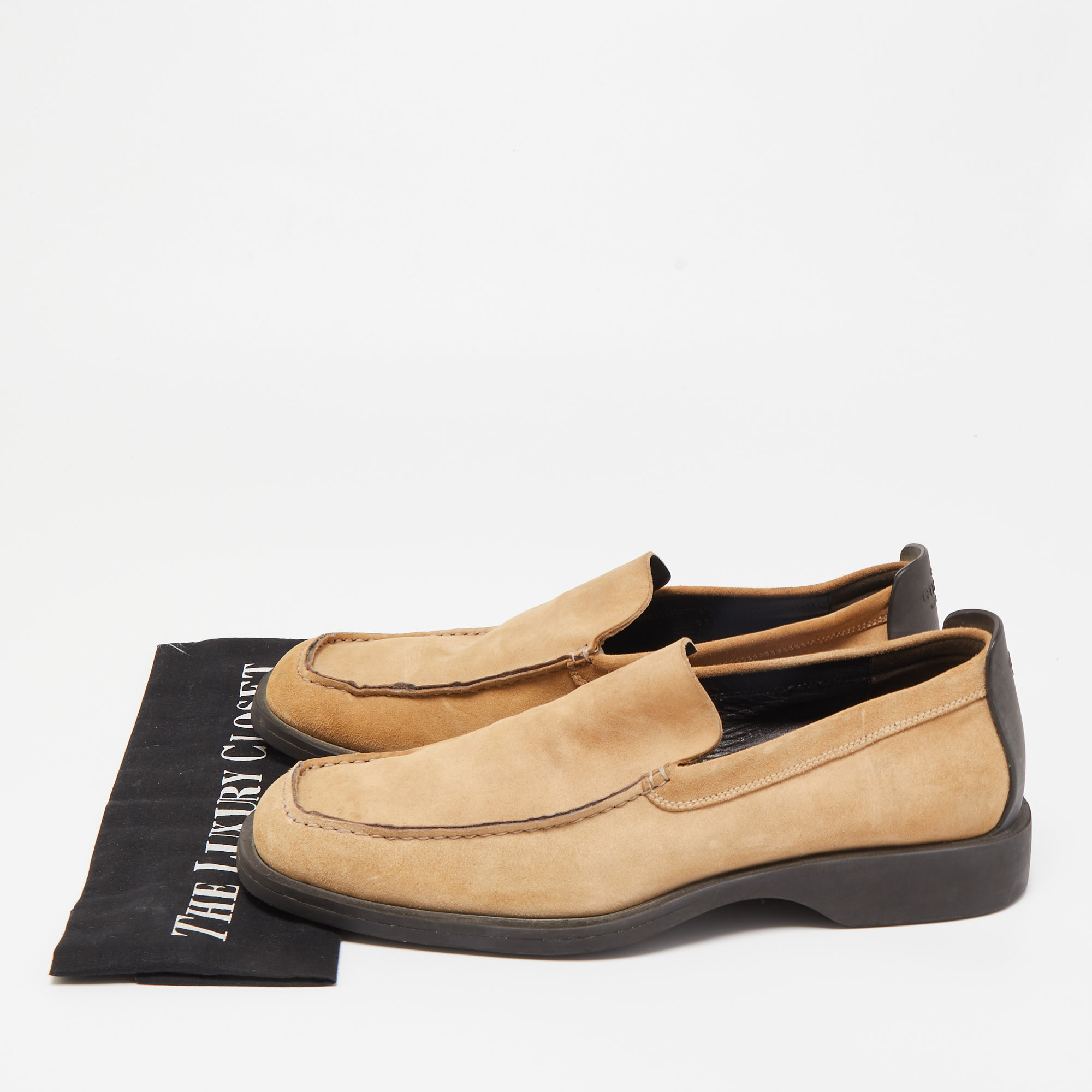 Gucci Beige Suede Slip On Loafers Size 43.5