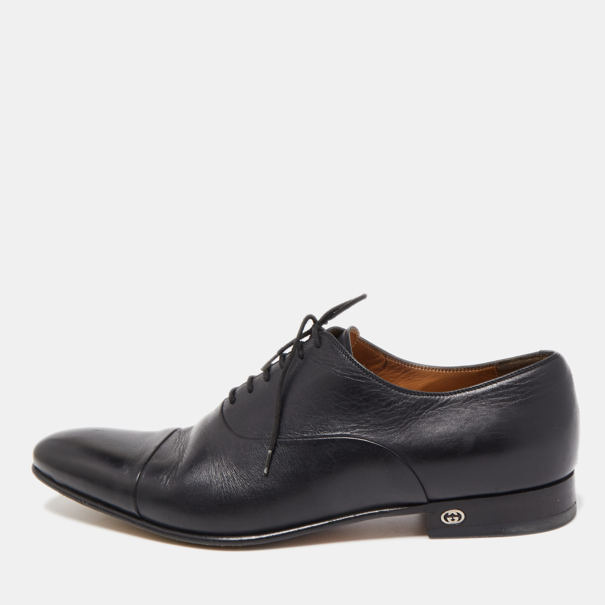 Gucci Black Leather Lace Up Oxfords Size 43