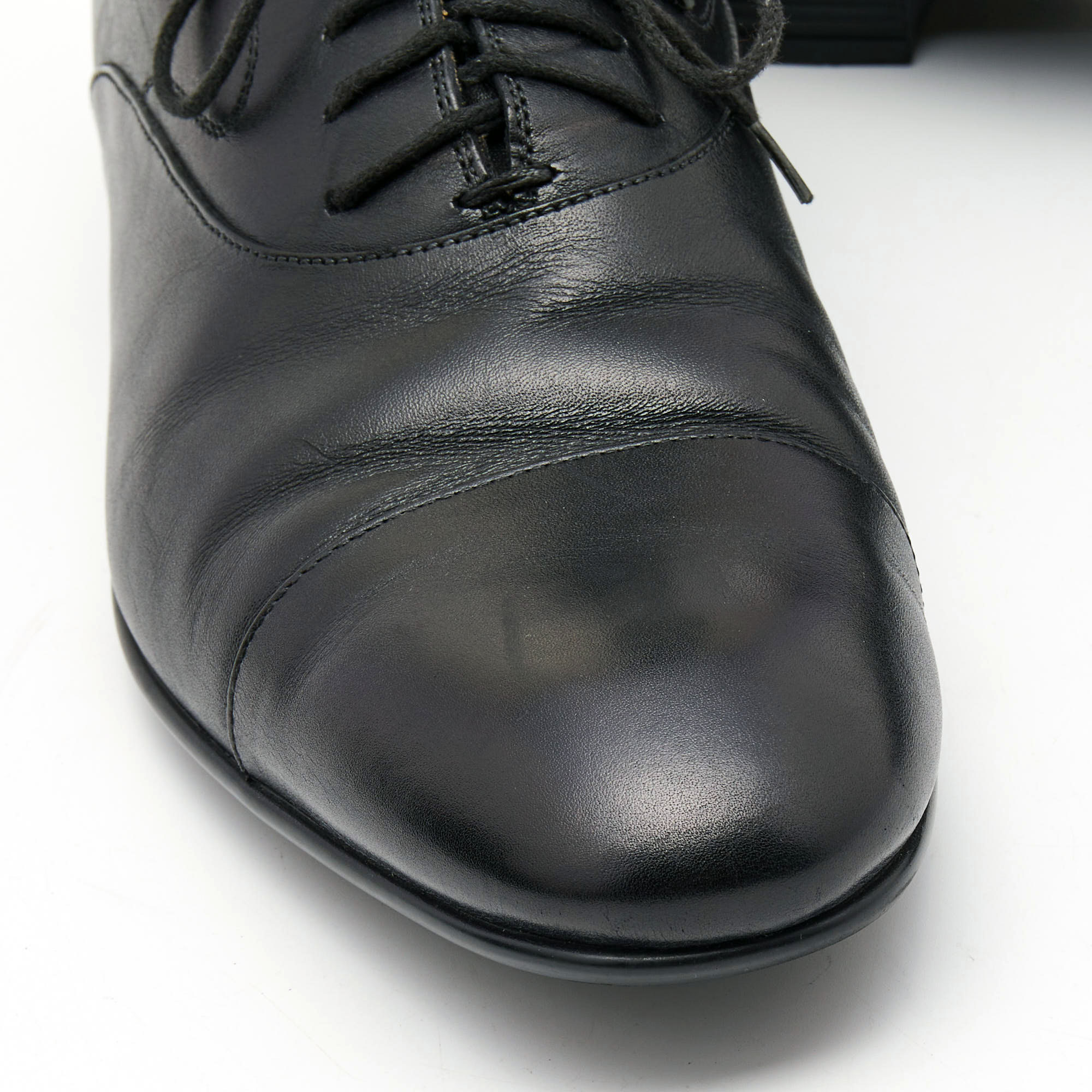 Gucci Dark Black Leather Lace Up Oxfords Size 42.5
